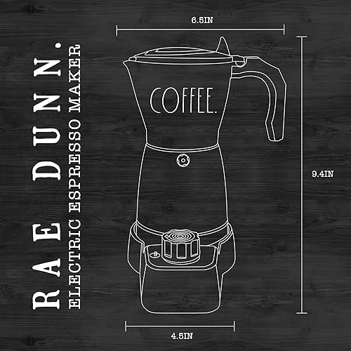 Miniatura 2 de Rae Dunn Cafetera eléctrica de café expreso, 10.1 fl oz para café de cuerpo completo, protección contra hervir en seco, rotación de 360 grados,