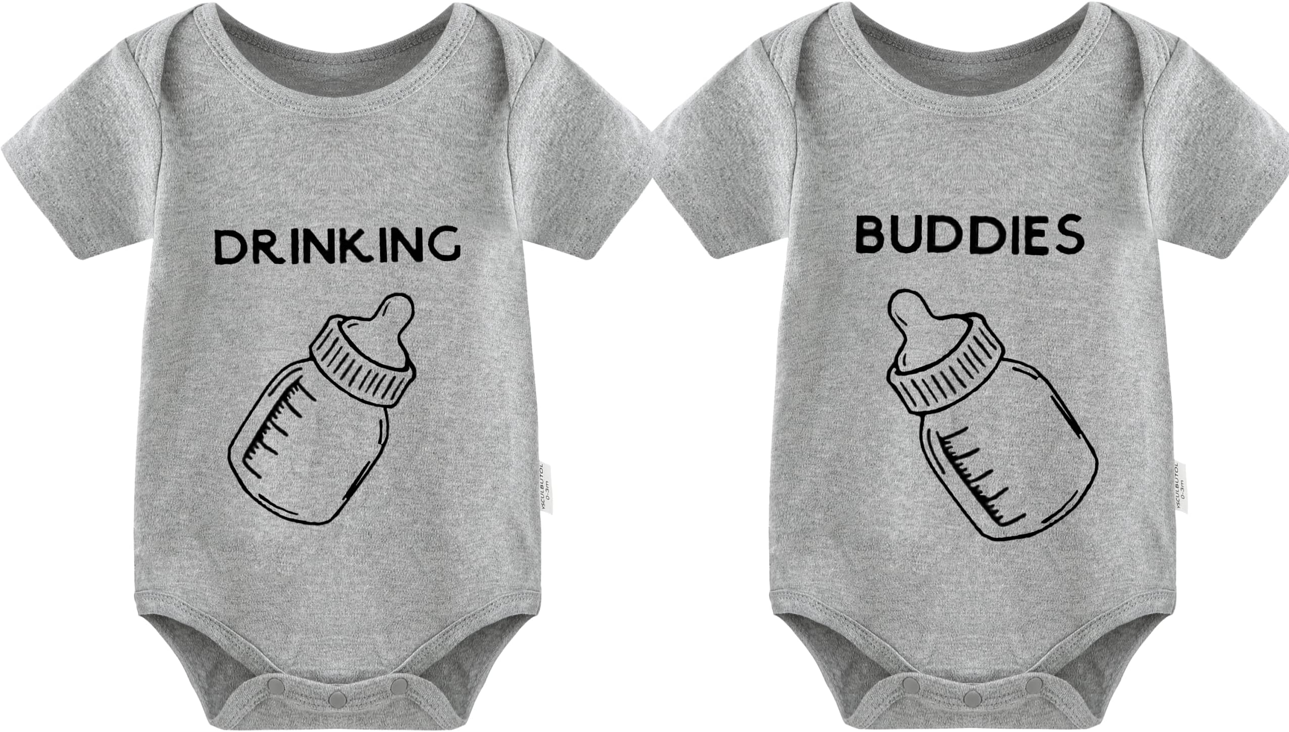 Baby Twins Bodysuit Drinking Buddies Newborn Baby Romper Twins Boy Girl Matching Outfits Triplets Set