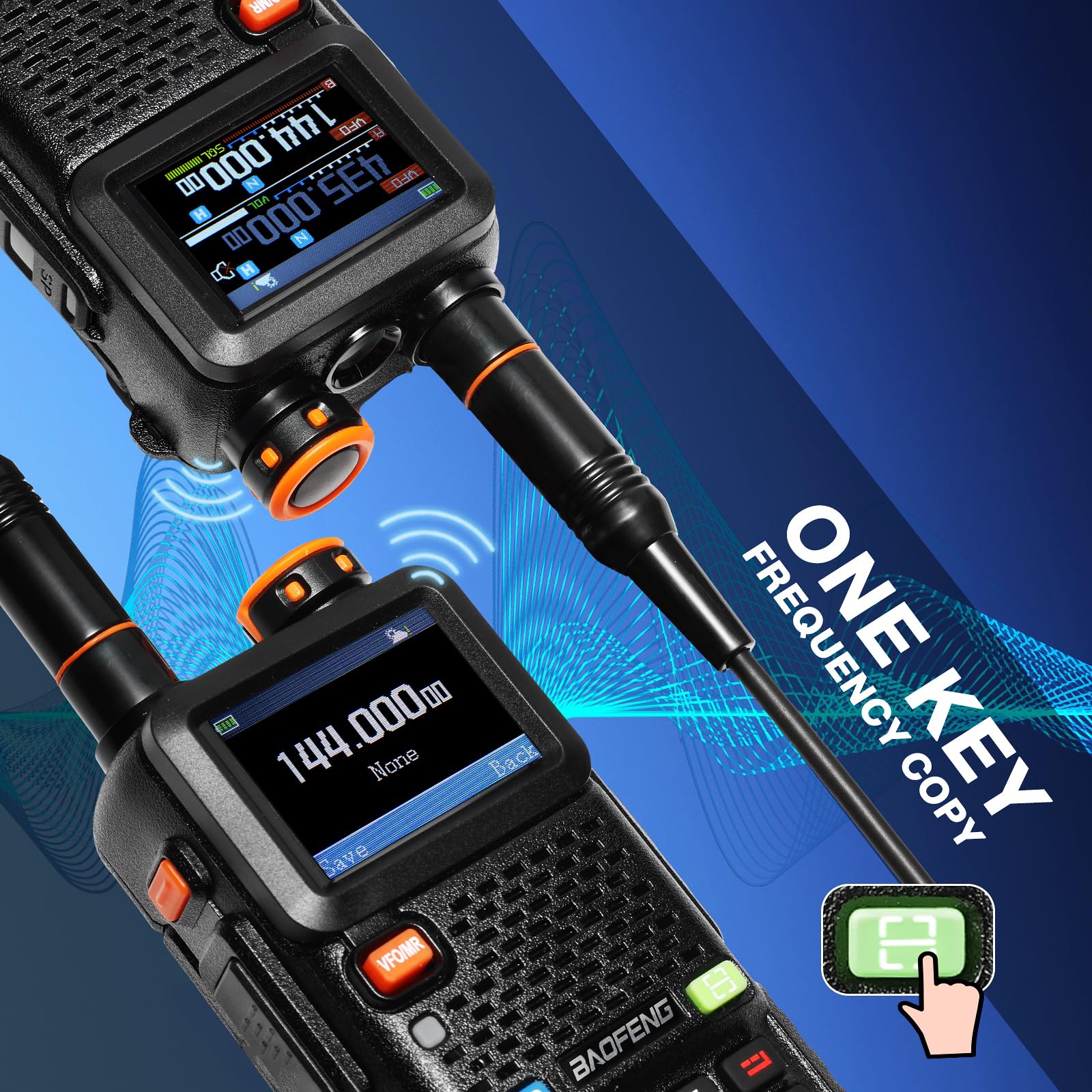 BAOFENG UV-5RM Plus GPS Radio Amateur Portable 10W, Talkie-walkie Double Bande VHF UHF Airband, 2500mAh USB-C, 640 canaux (Lot de 2)