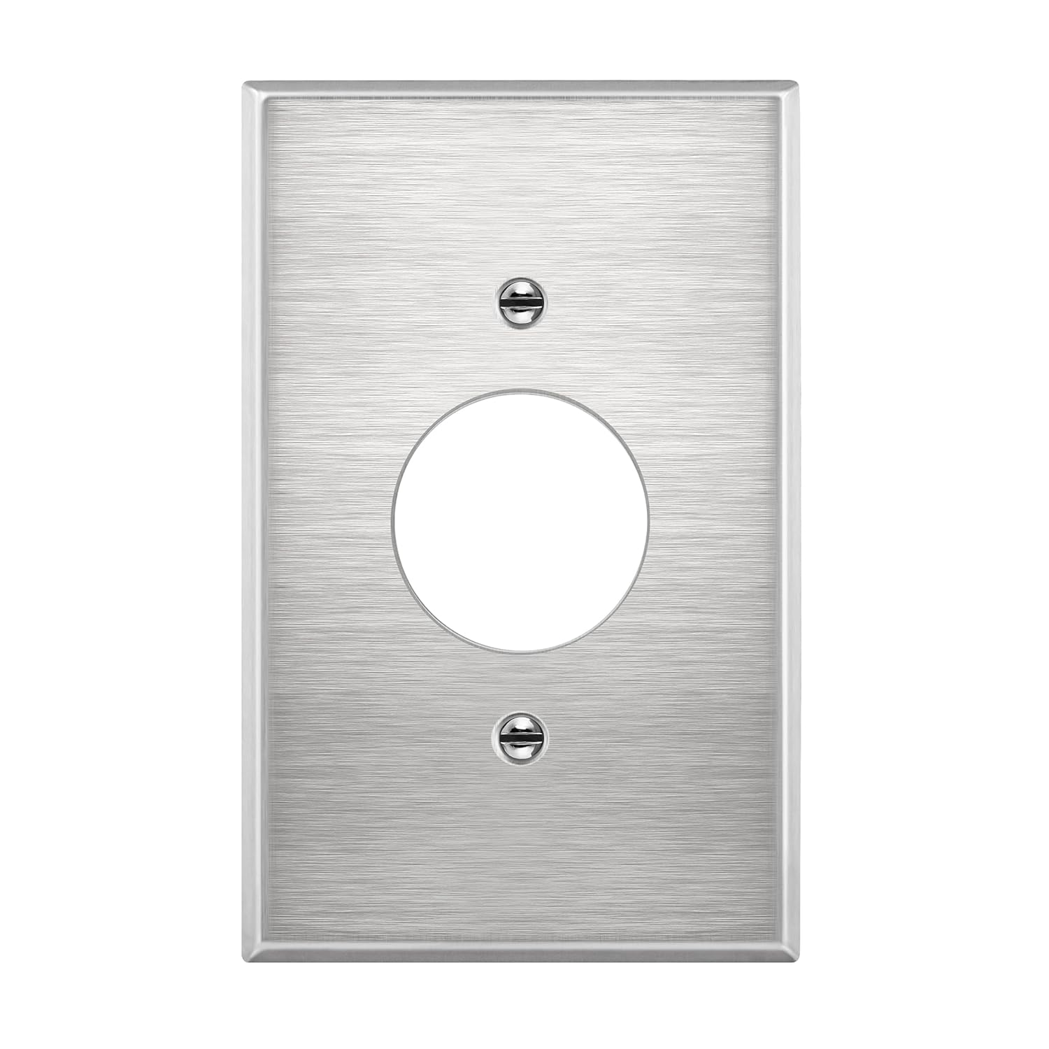 ENERLITES 1.406" Hole Single Receptacle Outlet Metal Midway Size Wall Plate, Corrosive Resistant, Mid Size 1-Gang 4.88" x 3.11", 7751M, 430 Stainless Steel, UL Listed, Silver