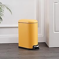Vista 63 de happimess HPM1009C Roland Mini 2.6-Gallon Step-Open Trash Can with Soft-Close Lid, Modern, Minimalistic, Fingerprint Proof for Home, Kitchen, White