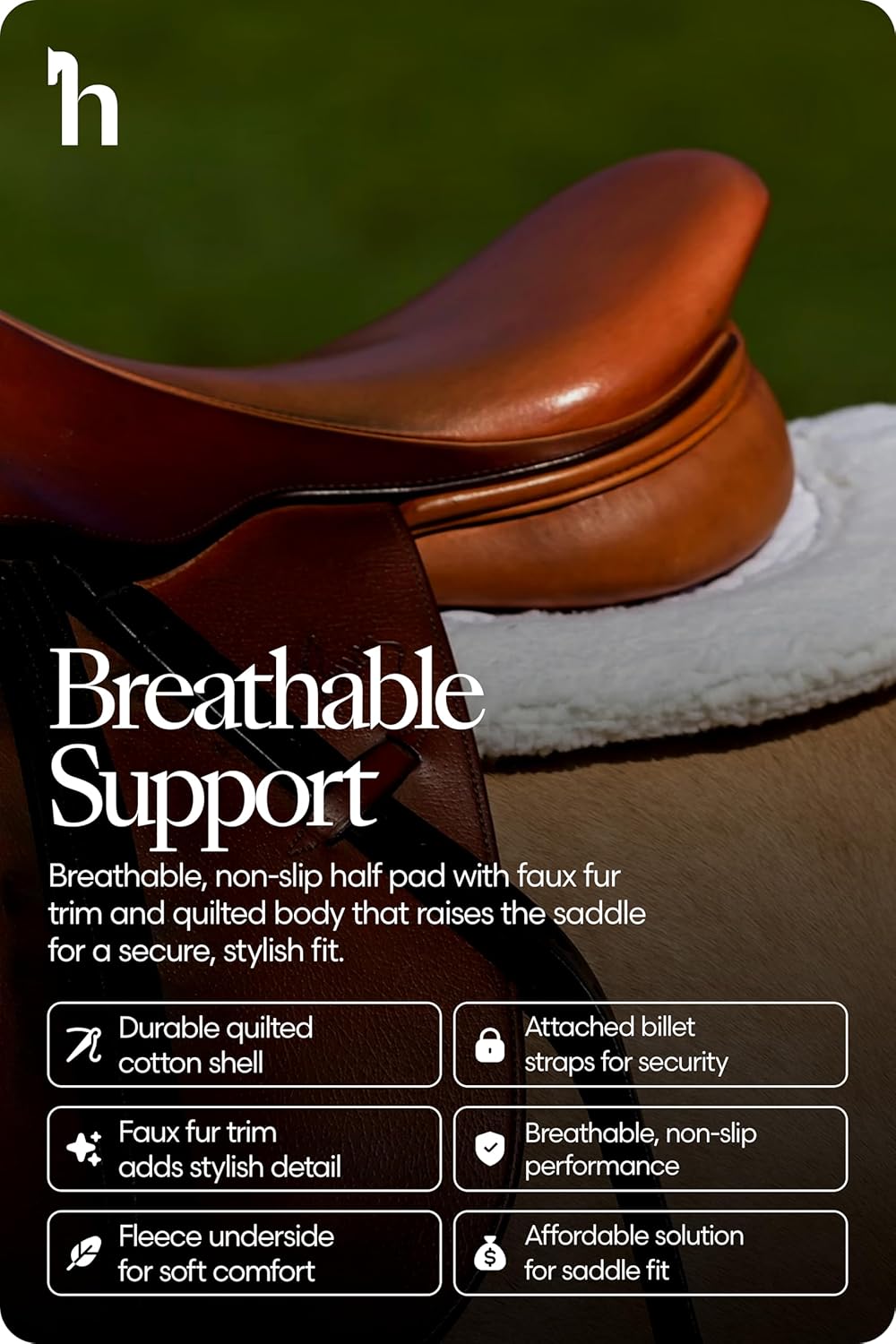HORZE Fur Half Pad | Durable, Breathable, Non-Slip Correction Saddle Pad