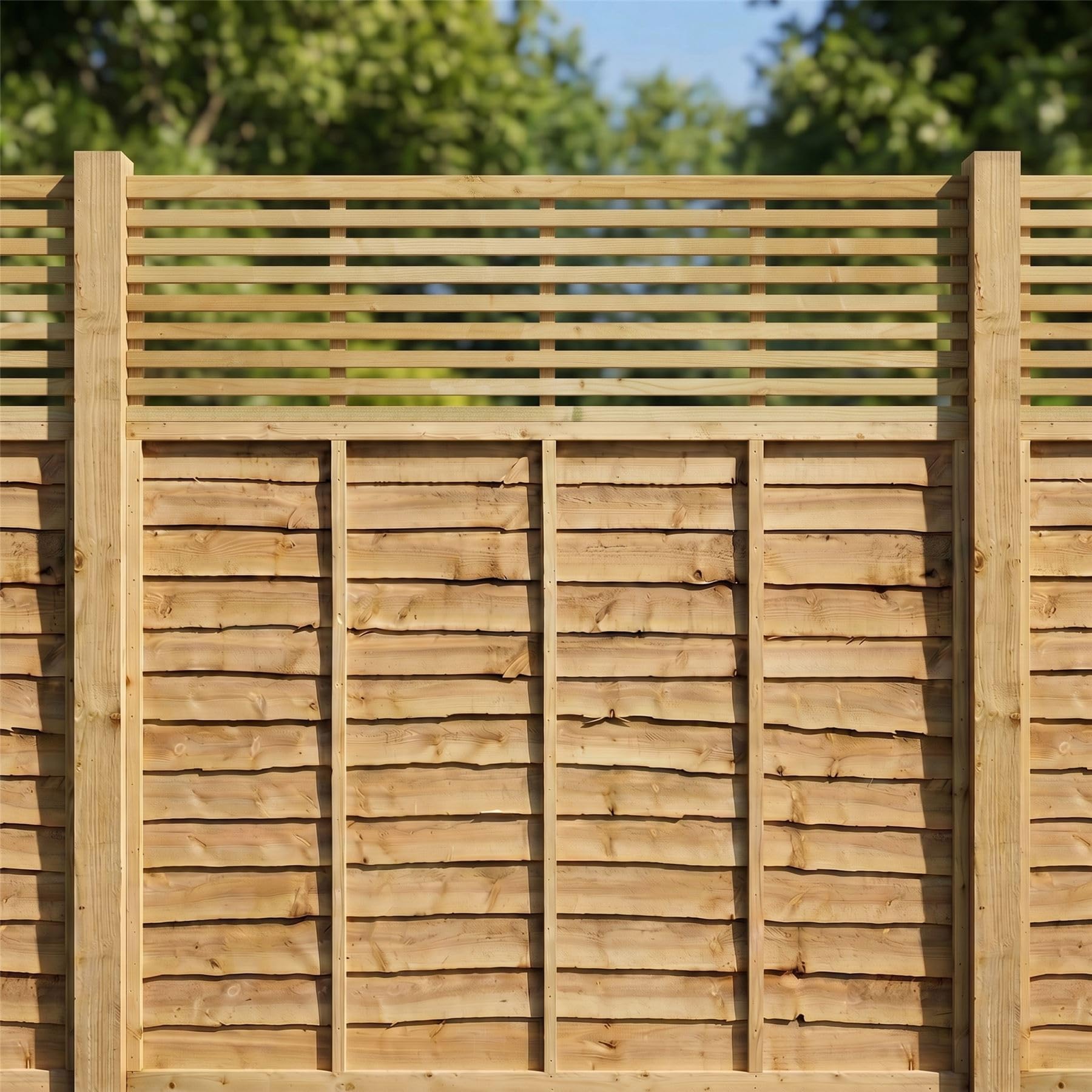 Premier Garden Supplies Pressure Treated (Tanalised) Fence Panel Topper 6Ft X 1.5Ft Vogue Slatted Garden Trellis Wooden 5Pk