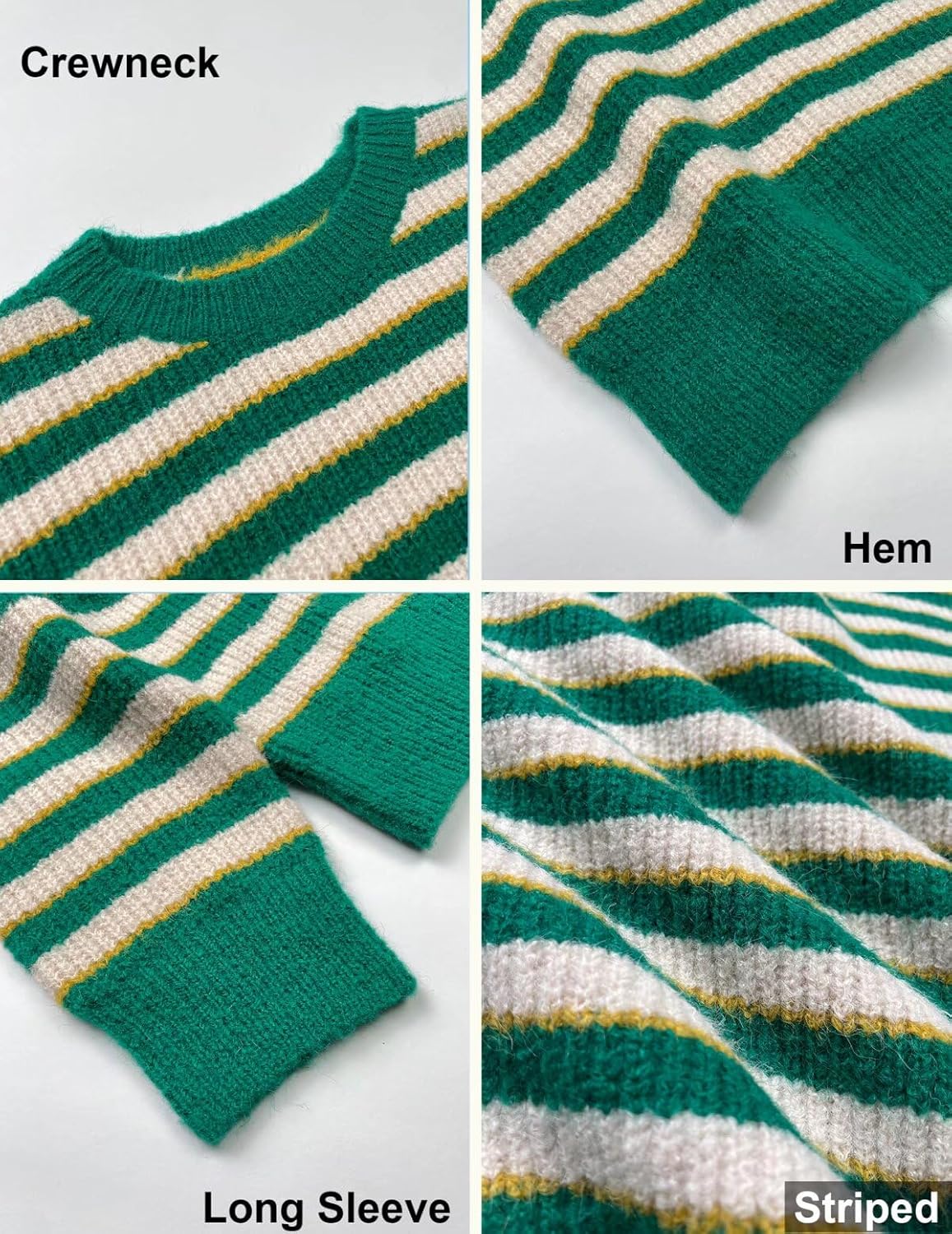 Womens Oersized Striped Crewneck Ribbed Knit Sweater Spring 2026 Ladies Dressy Long Sleeve Pullover Sweaters - Image 6