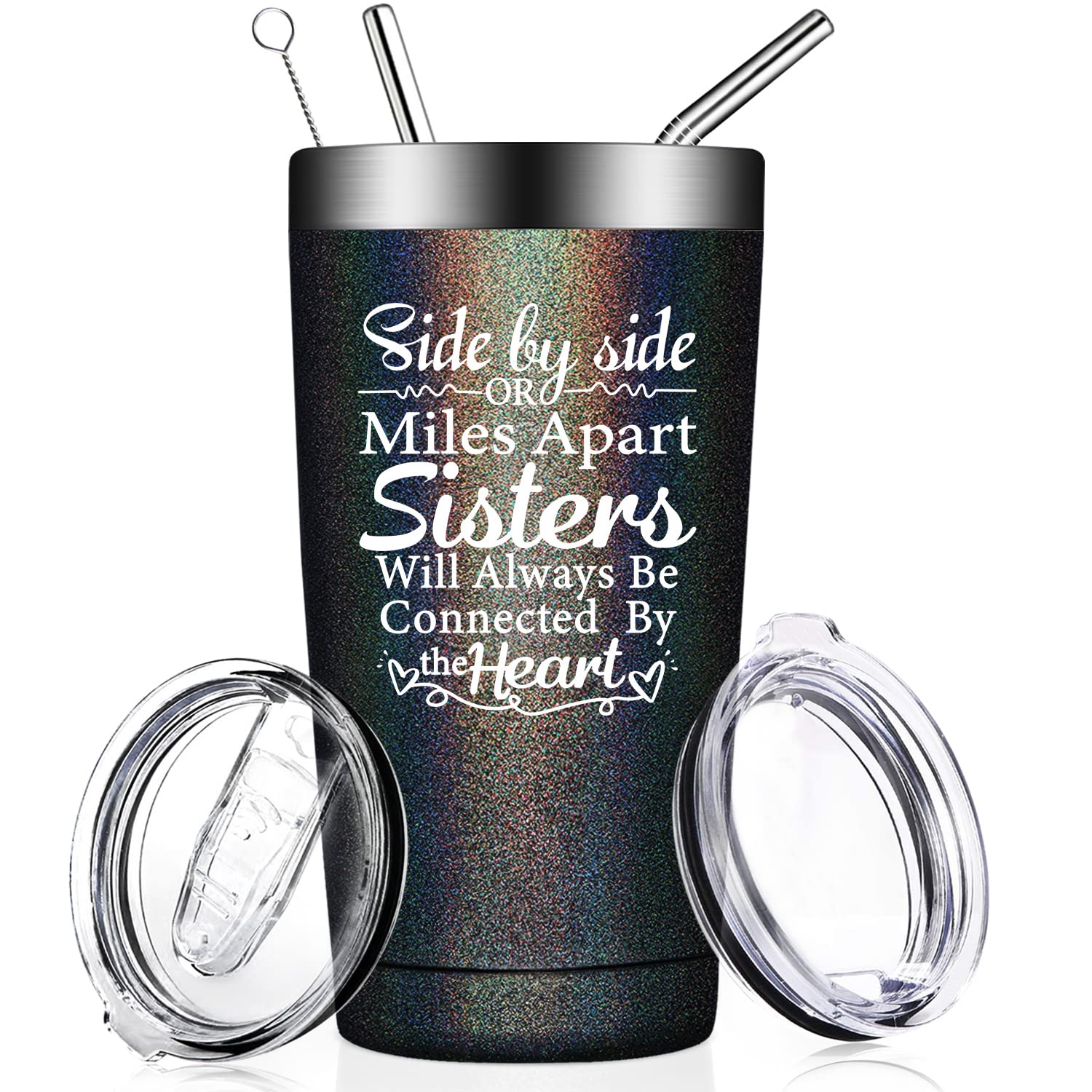 Fufandi Sisters Gifts - Sister Birthday Gifts from Sister - Mothers Day Christmas Gifts for Big Little Sister, Best Friend, Bestie, Women - Vacuum Insulated Tumbler Cup