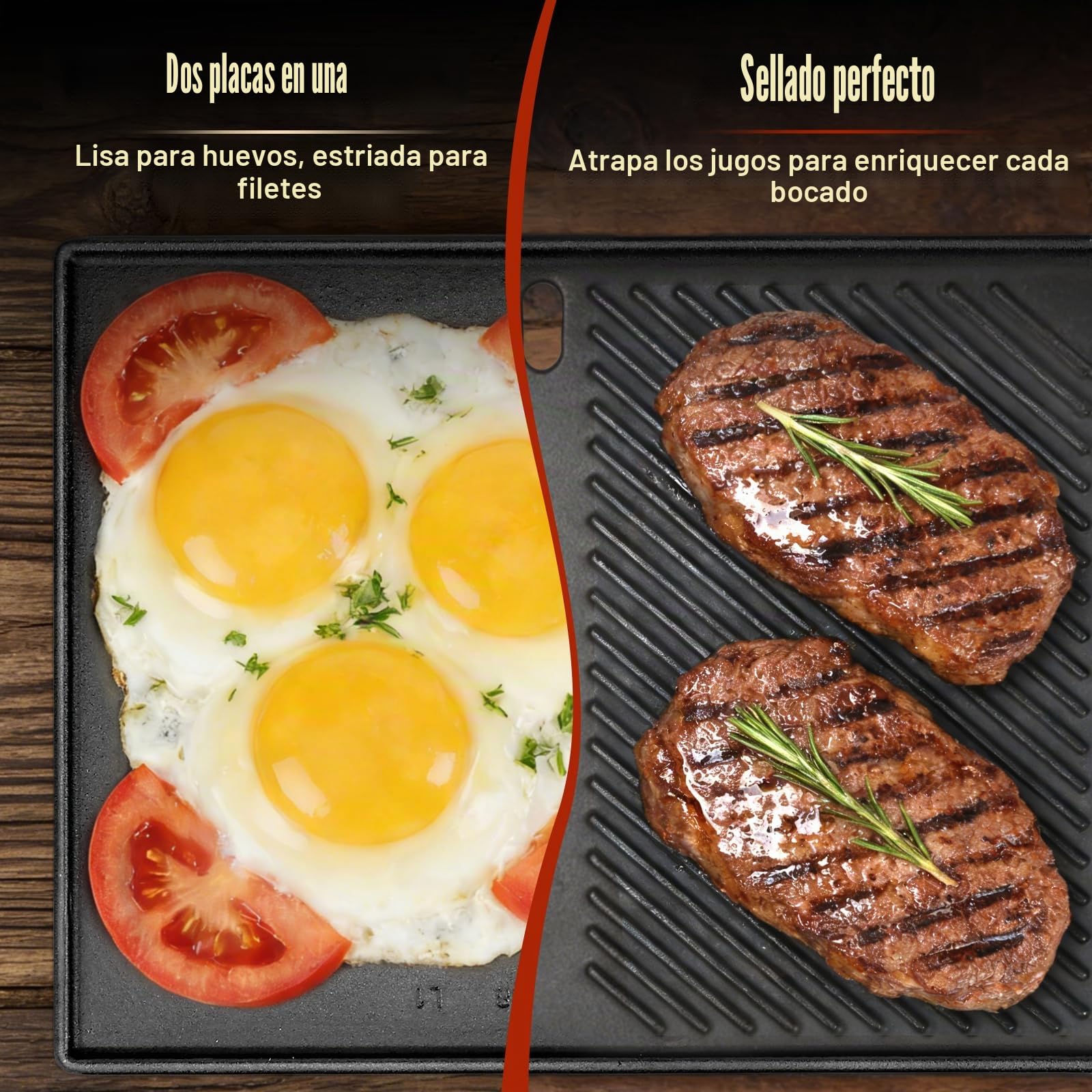 Denmay 7638 Plancha de hierro fundido de 44,5 x 30 cm para Weber I & II Spirit E/S 310, 320, 330, Spirit E-310 Classic, 700, Genesis Silver B/C, para barbacoas SmokeFire EX4 y EX6