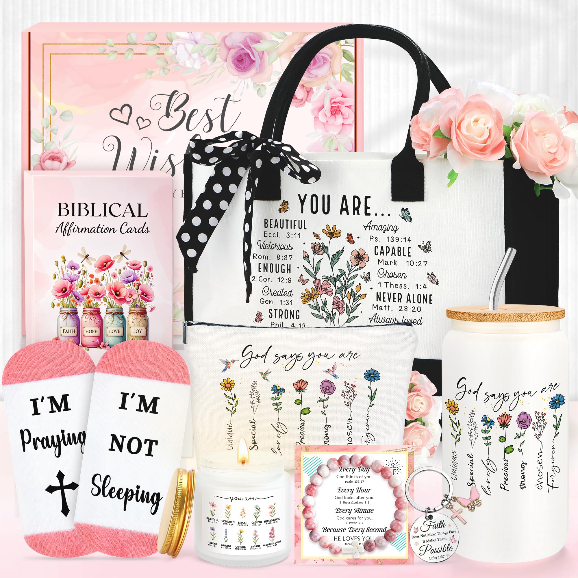 Christian Gifts for Women Religious Gifts for Women Inspirational Catholic Gift for Woman Spiritual Bible Verse Accessories for Baptism Faith Based Jesus Gift Set Stuff for Teacher Mom Grandma Wife