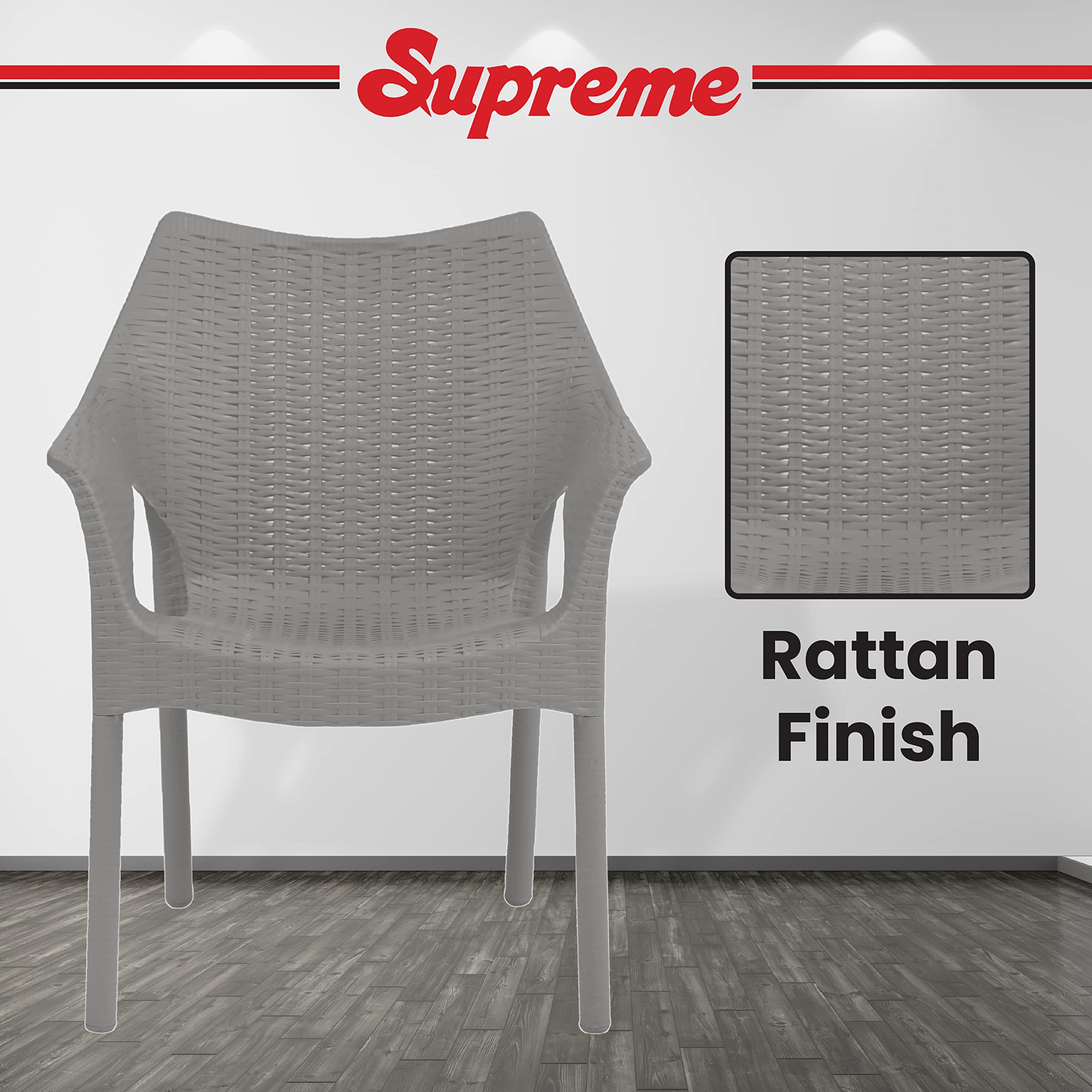 Supreme chairs Cambridge Heavy Plastic Chair | Oversized Arm Chair for Garden and Outdoor | 250Kg Weight Bearing Capacity | 6 Months Warranty (Champagne) | Set of 2 Chairs 3