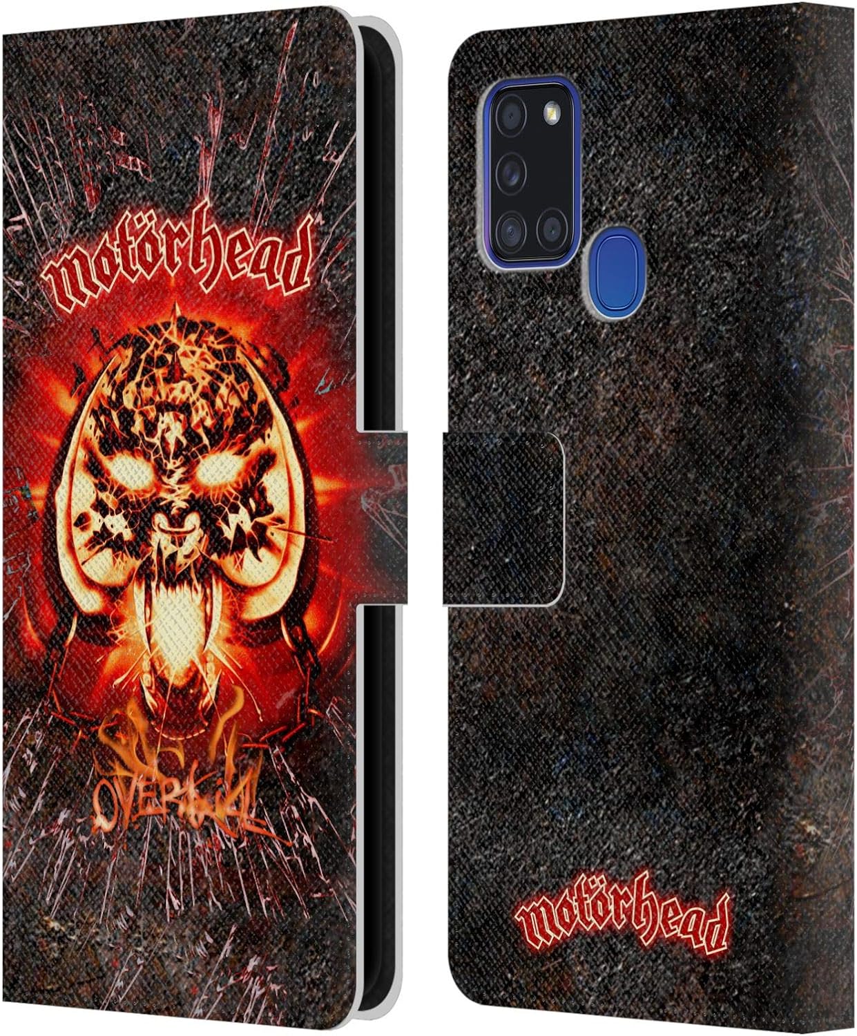 Head Case Designs Officially Licensed Motorhead Overkill Fame Key Art Leather Wallet Case Compatible with Samsung Galaxy A21s (2020)
