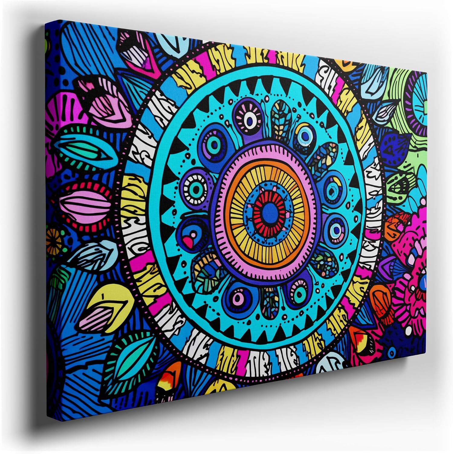 Canvas for Living room. Vibrant Symmetry � Unveiling the Dynamic Radiance of Colorful Circularity, 27 x 18 inch Canvas Wall Art - Contemporary Masterpieces - Modern Home Decor - 69x46 cm (27x18 inch)