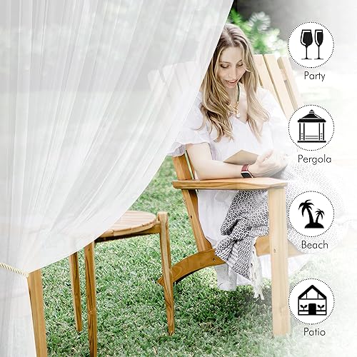 Miniatura 4 de NICETOWN 2 paneles de cortinas de mosquitera impermeables para porche, patio, cabañajardín, bolsillo para cortinero al aire libre, tul transparente,
