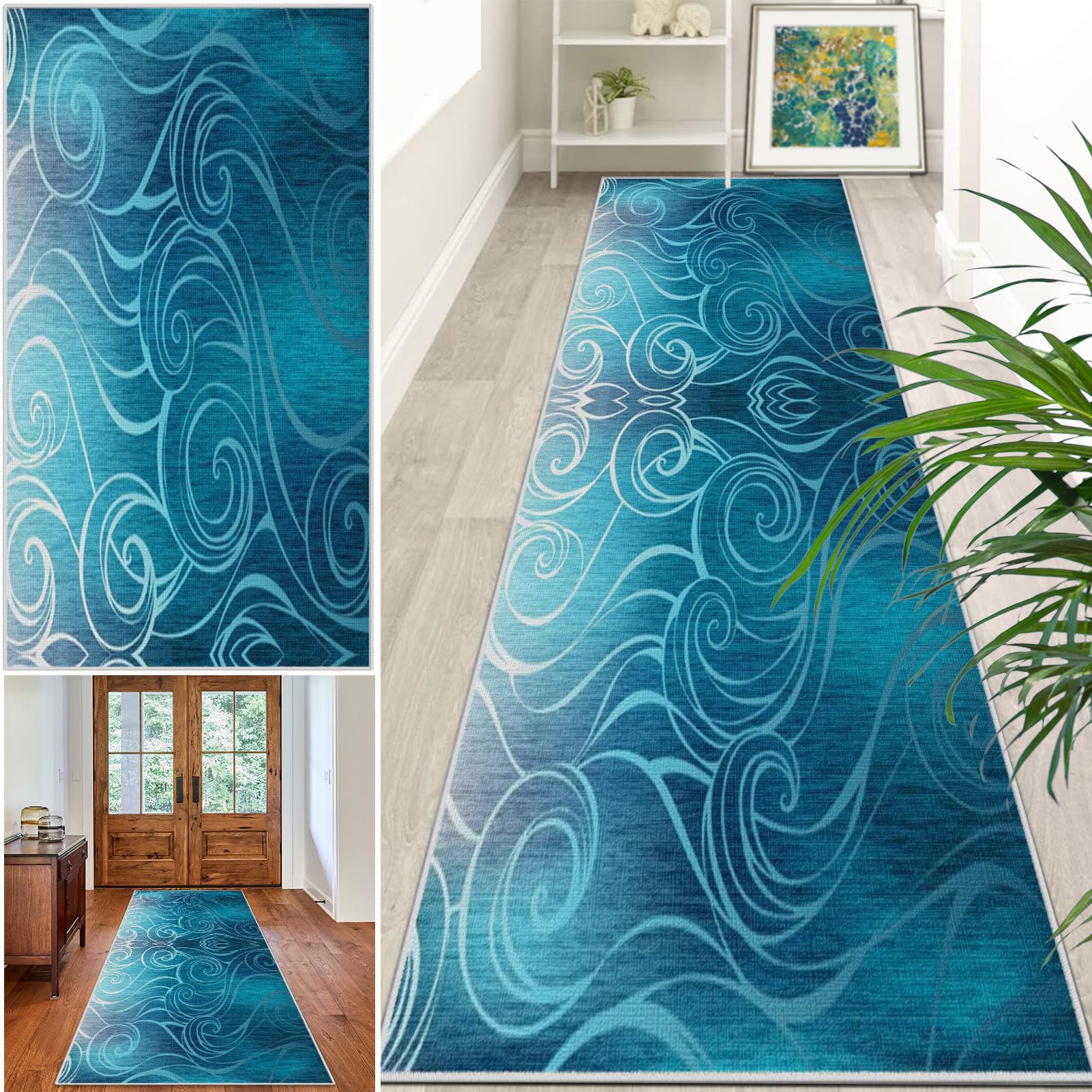 Extra Long Runner Rugs for Hallway Non Slip Carpet Absorbent Runner Rug Carpet Runners for Kitchen Hallway Runner Kitchen Rug Entrance Large 120 x 450 cm Stair Runner Rug Machine Washable Door Mat