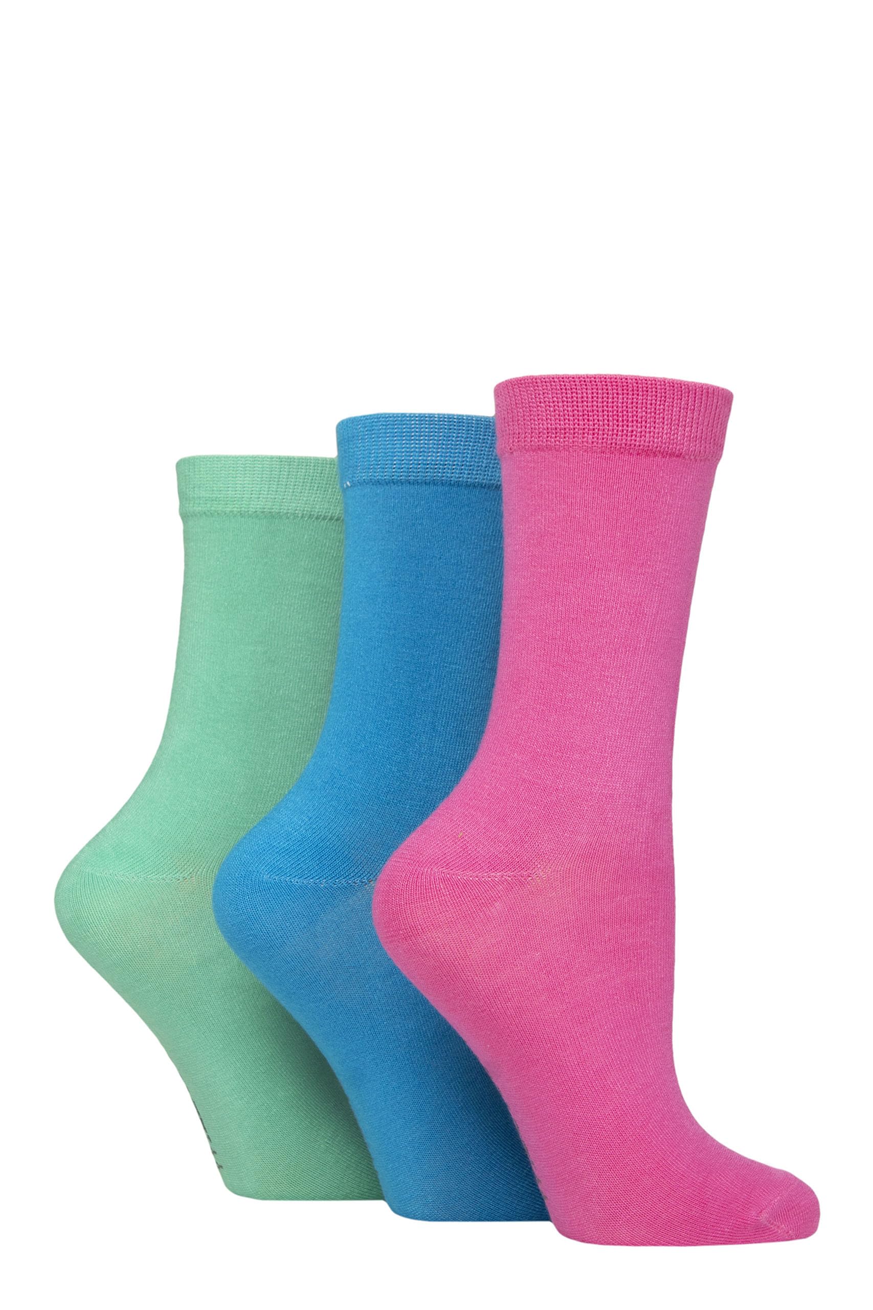 Sockshop Women's Pink / Blue / Green Wildfeet Plain Bamboo Socks Pack Of 3 (Uk, Numeric, 4, 8, Regular, Regular, Pink/Blue/Green)