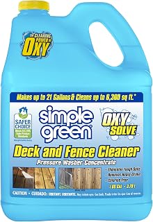 Simple Green Oxy Solve Deck & Fence Cleaner - Peroxide Pressure Washer Concentrate, 128 oz Covers 6400 sq ft