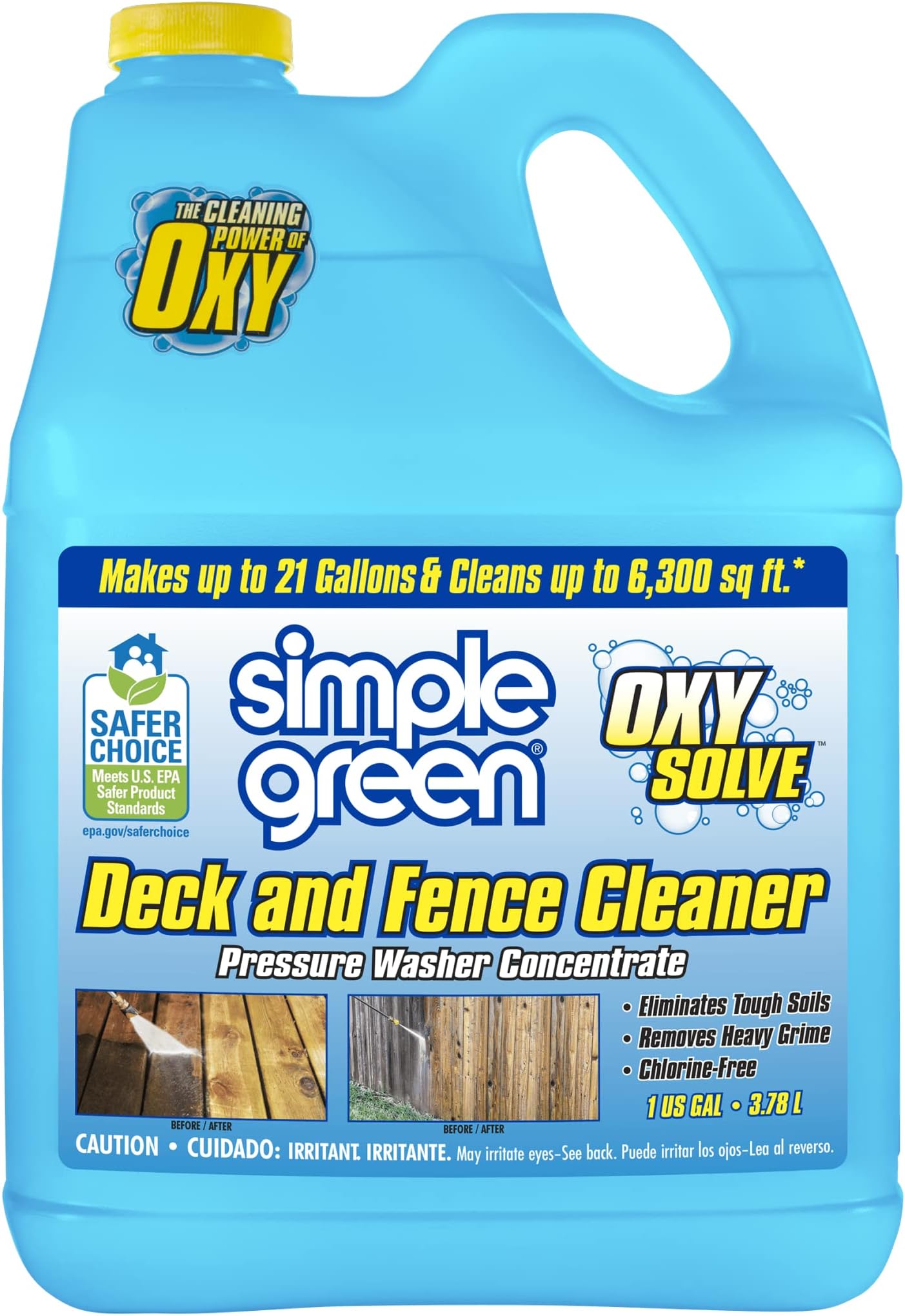 Oxy Solve Deck and Fence Pressure Washer Cleaner, Colorless to Pale Straw, Unscented, 128 Fl Oz (Packaging May Vary)