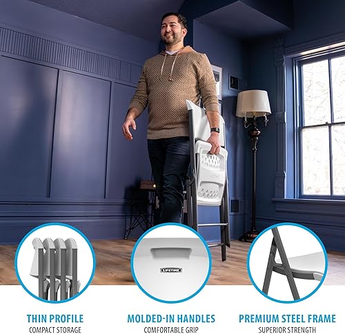 Miniatura 6 de Lifetime Silla plegable con marco A, paquete de 4, granito blanco