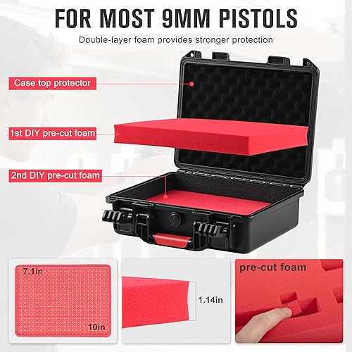 Miniatura 4 de Kinghardcase Estuche para Armas para Pistolas Aprobado por la TSA Estuche de Viaje para Armas de Fuego Estuche Duro para Pistola Glock Estuche para