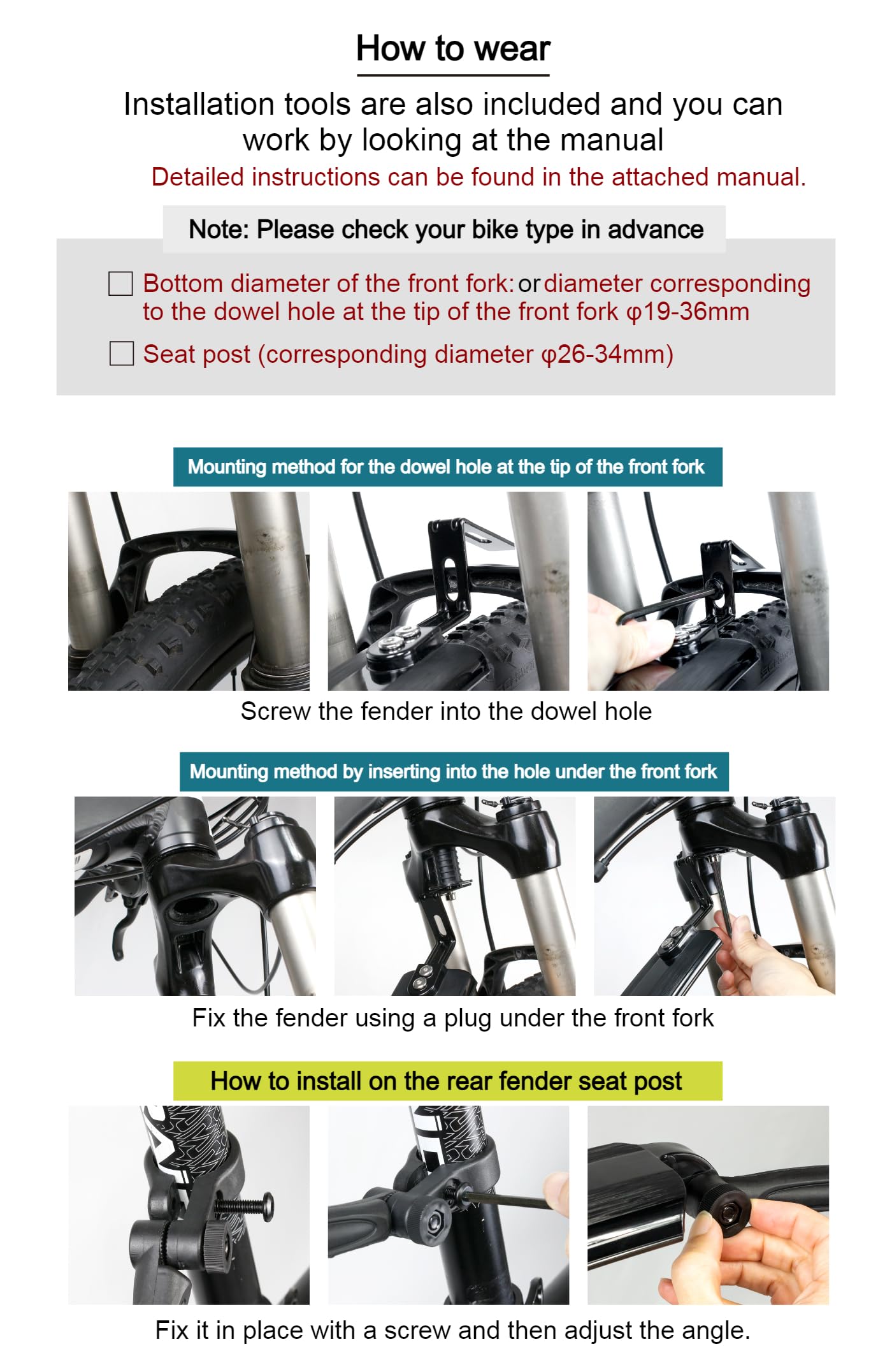 Garde-boue Avant Et Arrière GORIX – Télescopique Coulissant, Angle Réglable Sans Outil, Compatibilité Fourche 19-36 Mm Et Tige Selle 26-34 Mm, En PA Haute Résistance