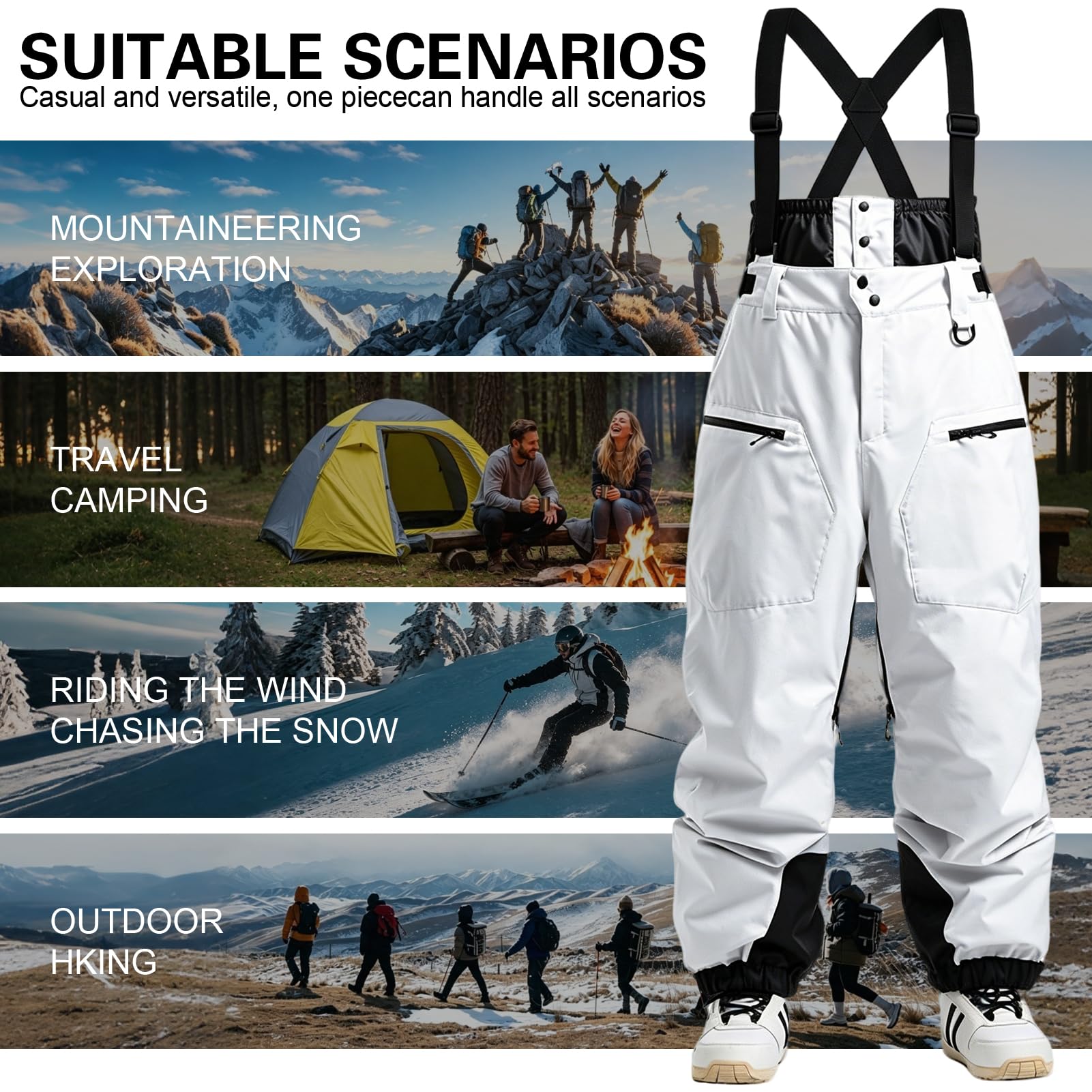 Pantaloni Da Sci Impermeabili, Pantaloni Da Sci A Vita Alta Unisex Uomo
