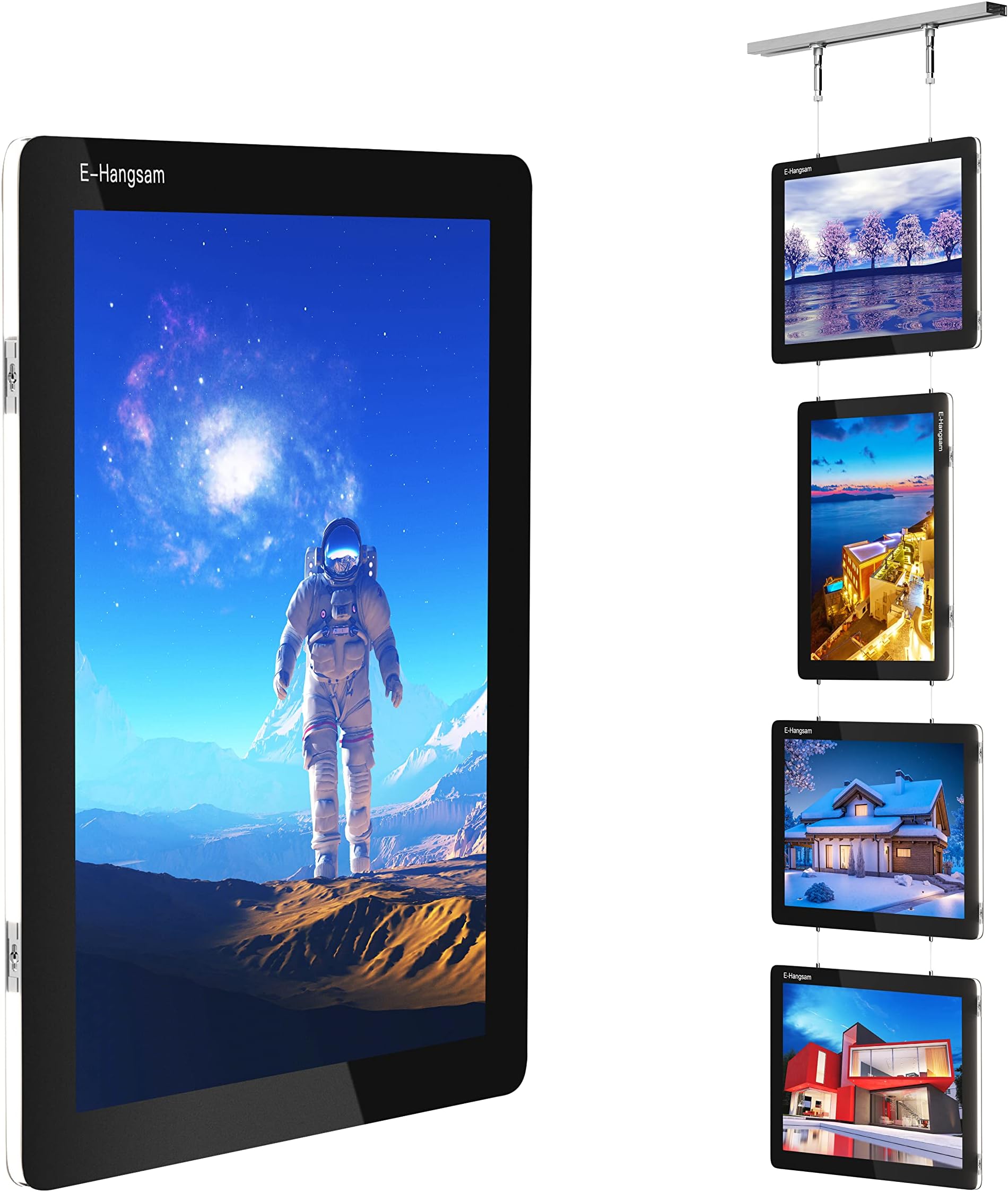 E-Hangsam A4 Double-Sided Real Estate Window Display with LED Advertising Display - Versatile Light Box Sign Holder for Office, Store Promotions - Real Estate Backlit Signs(4pcs/set)