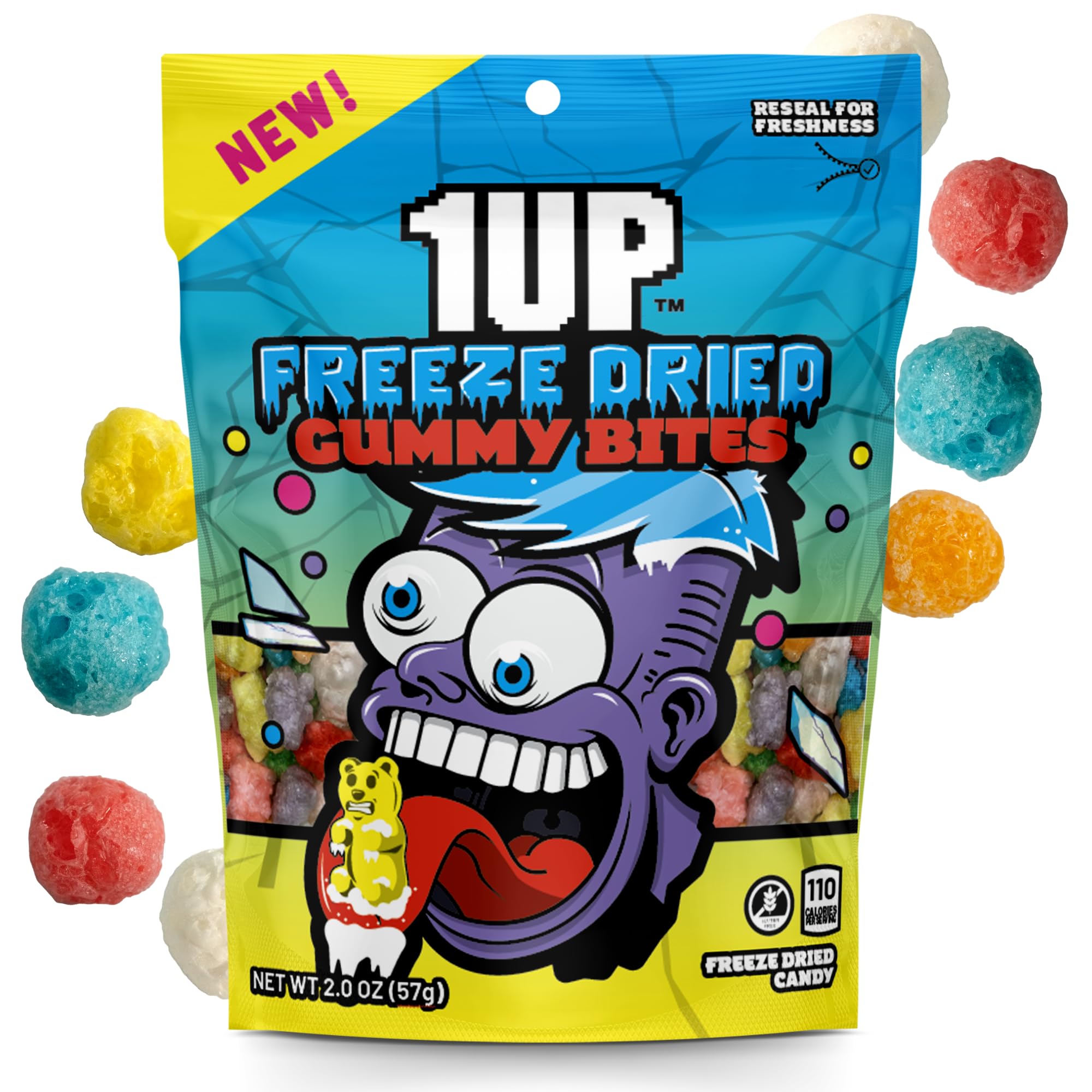 1UP Freeze Dried Gummy Bites by Faze Rug- 2 Oz, Case of 10