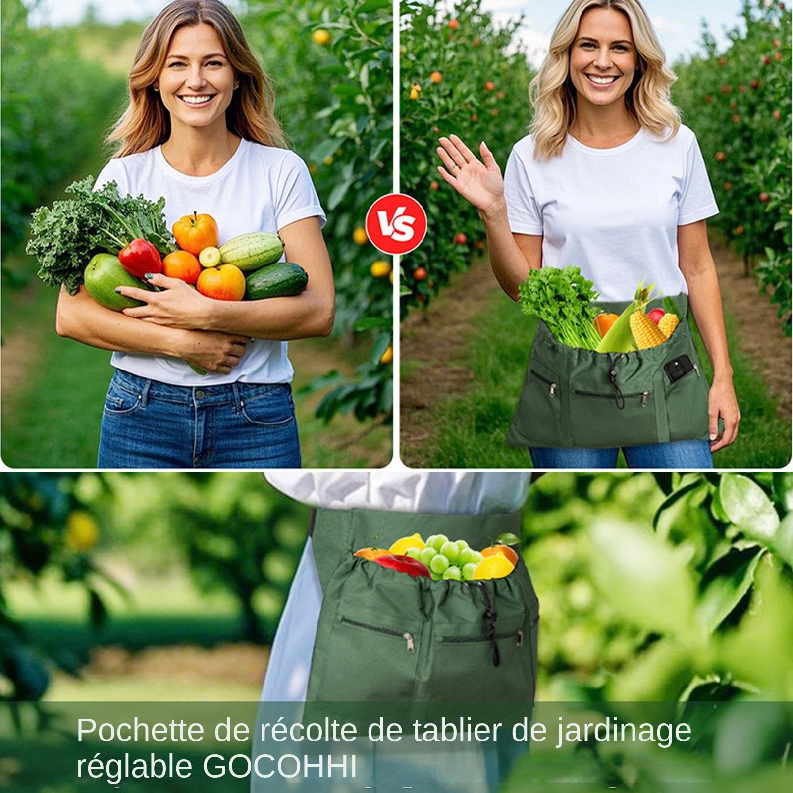 Grembiule da raccolta Con Tasche E Con Coulisse | Grembiule Da Giardiniere Borsa Per La Raccolta Per Adulti Giardinieri Anziani Agricoltori Esterno Cortile Frutteto Serra