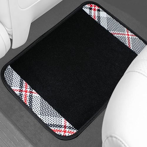 Miniatura 4 de FH Group Alfombrillas de coche  Alfombras a cuadros para automóvil, ajuste universal, alfombrillas de piso de automóvil, alfombrillas multiusos para