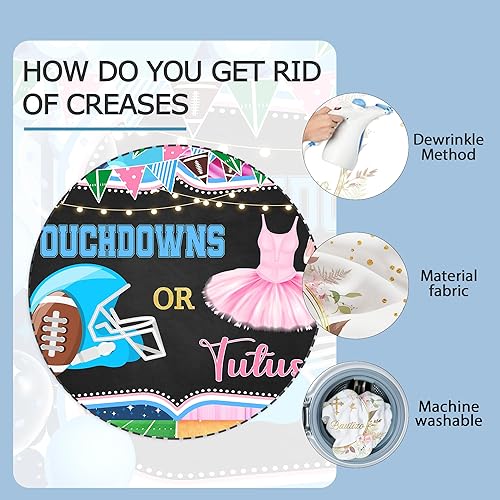 Miniatura 5 de Ufeela Touchdowns o tutus Gender Reveal telón de fondo 7 pulgadas de ancho x 5 pies de alto, tela de poliéster, rosa, azul, fútbol americano,