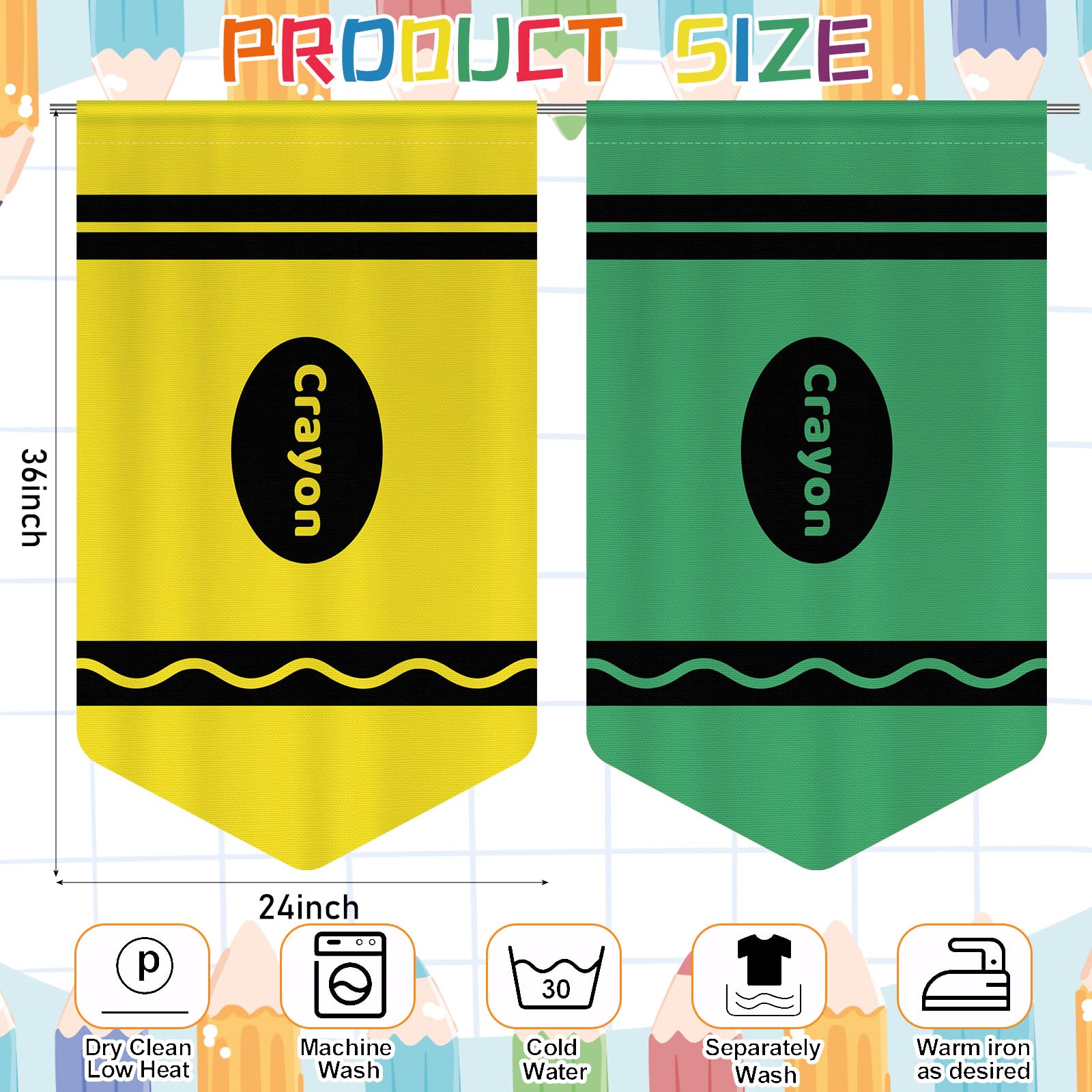 yesaior 6 Pcs Rainbow Crayon Curtains 36