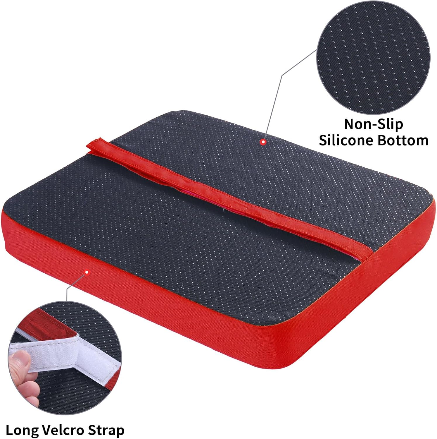 Bar Stool Cushions 16x14 inch, Non-Slip Dining Chair Cushion with Straps, Waterproof Seat Pad for Indoor Outdoor Metal Wooden Chair，Set of 2, Red