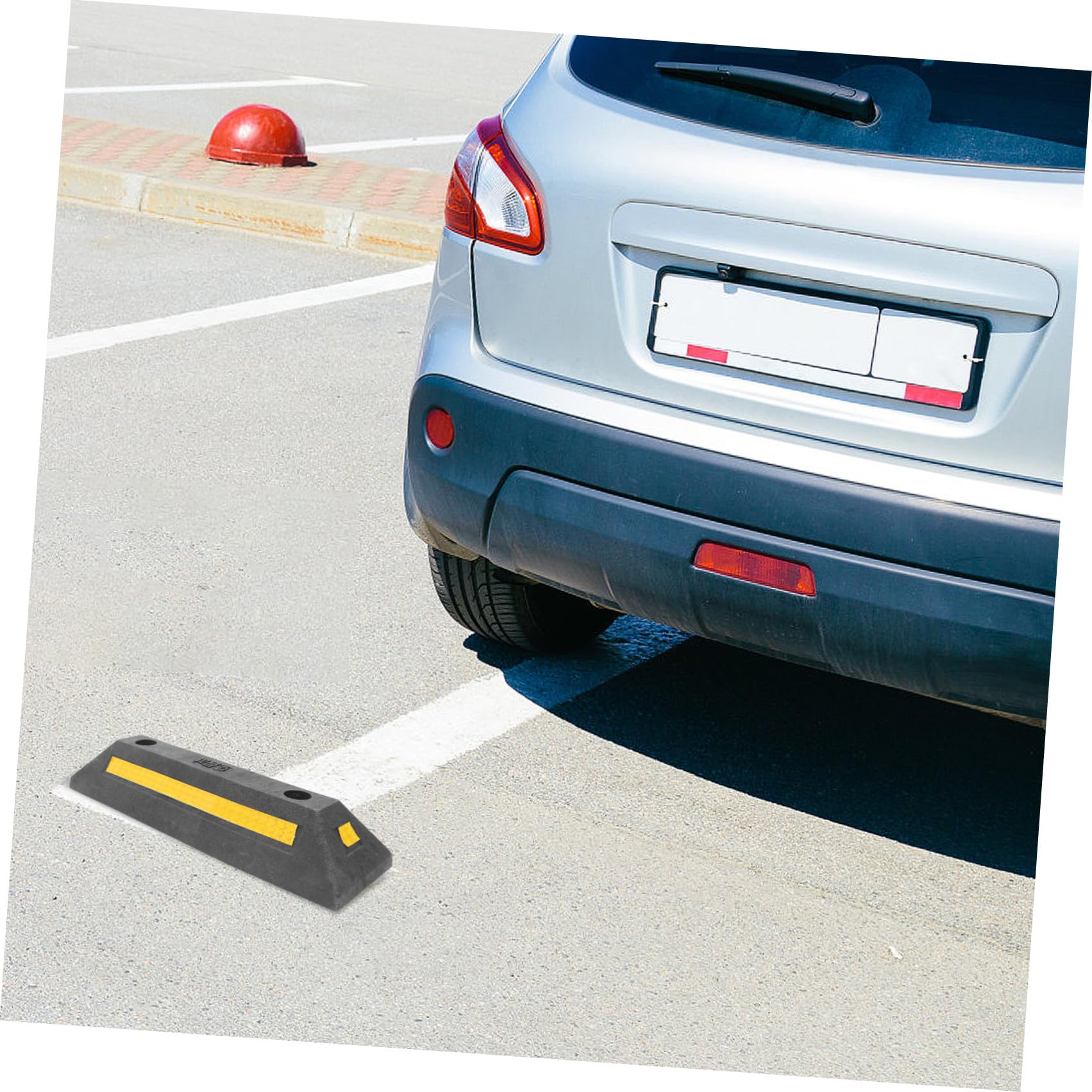 GANAZONO Tope De Estacionamiento De Caucho Resistente 480x130x80 Mm Cinta Reflectante para Garaje y Aparcamiento Urbano Seguridad Vehículos Domésticos