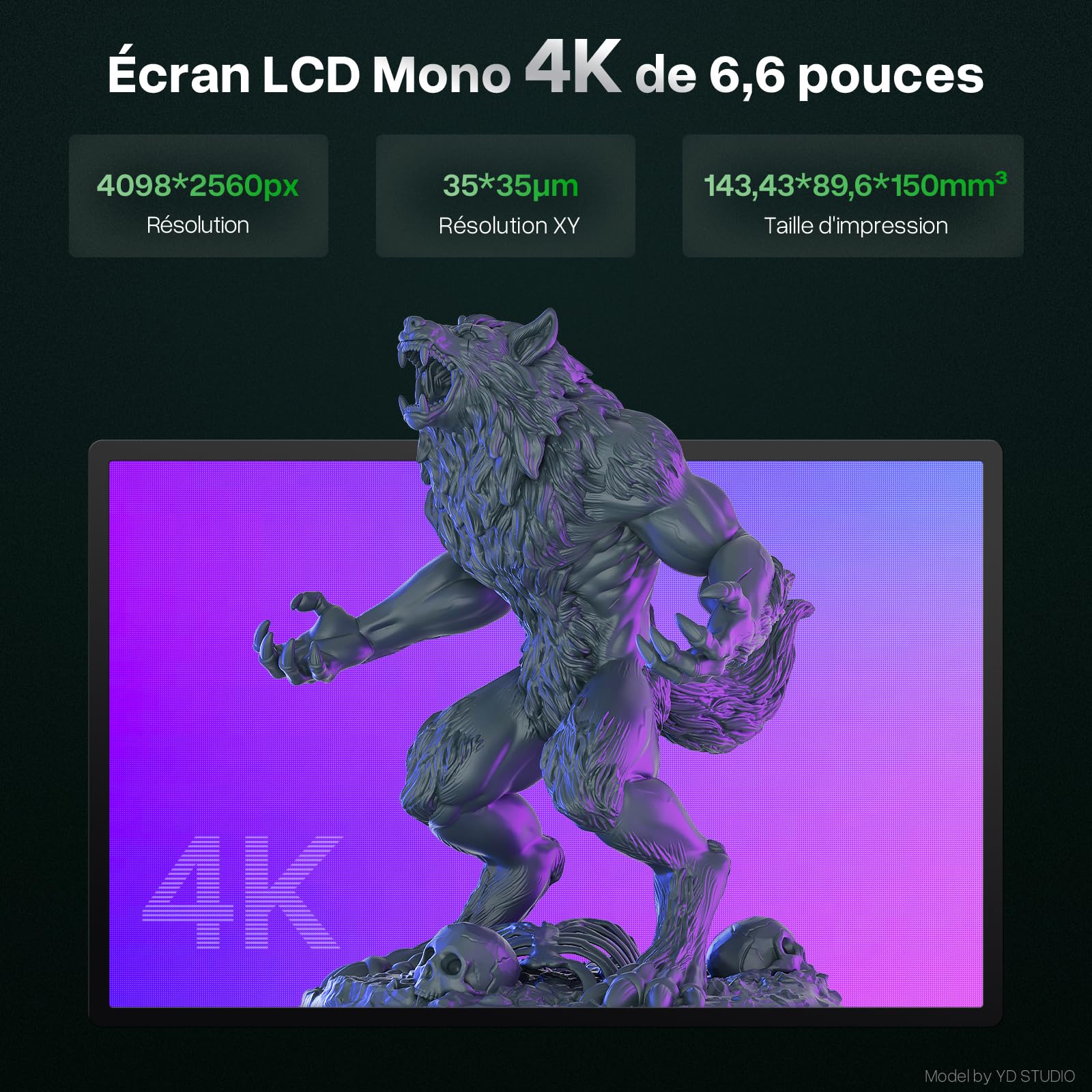 ELEGOO Mars 5 Imprimante 3D MSLA, Écran LCD 4K, Nivellement Automatique, Impression Haute Vitesse 70 mm/h, Capteur Mécanique Intelligent, Grande Taille d'impression 143,43x89,6x150mm³