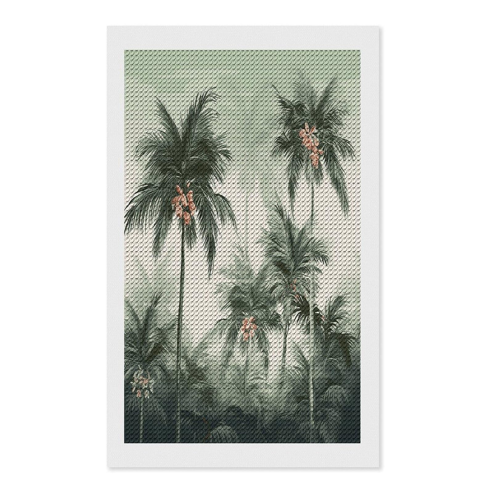 FekiLoot Tropical Palm Trees Paint by Numbers Kit for Adults Beginner DIY Diamond Dots Paintings Round Full Drill Diamond Art Kits Picture Diamond Art Painting Kits for Home Decor 12"x20"