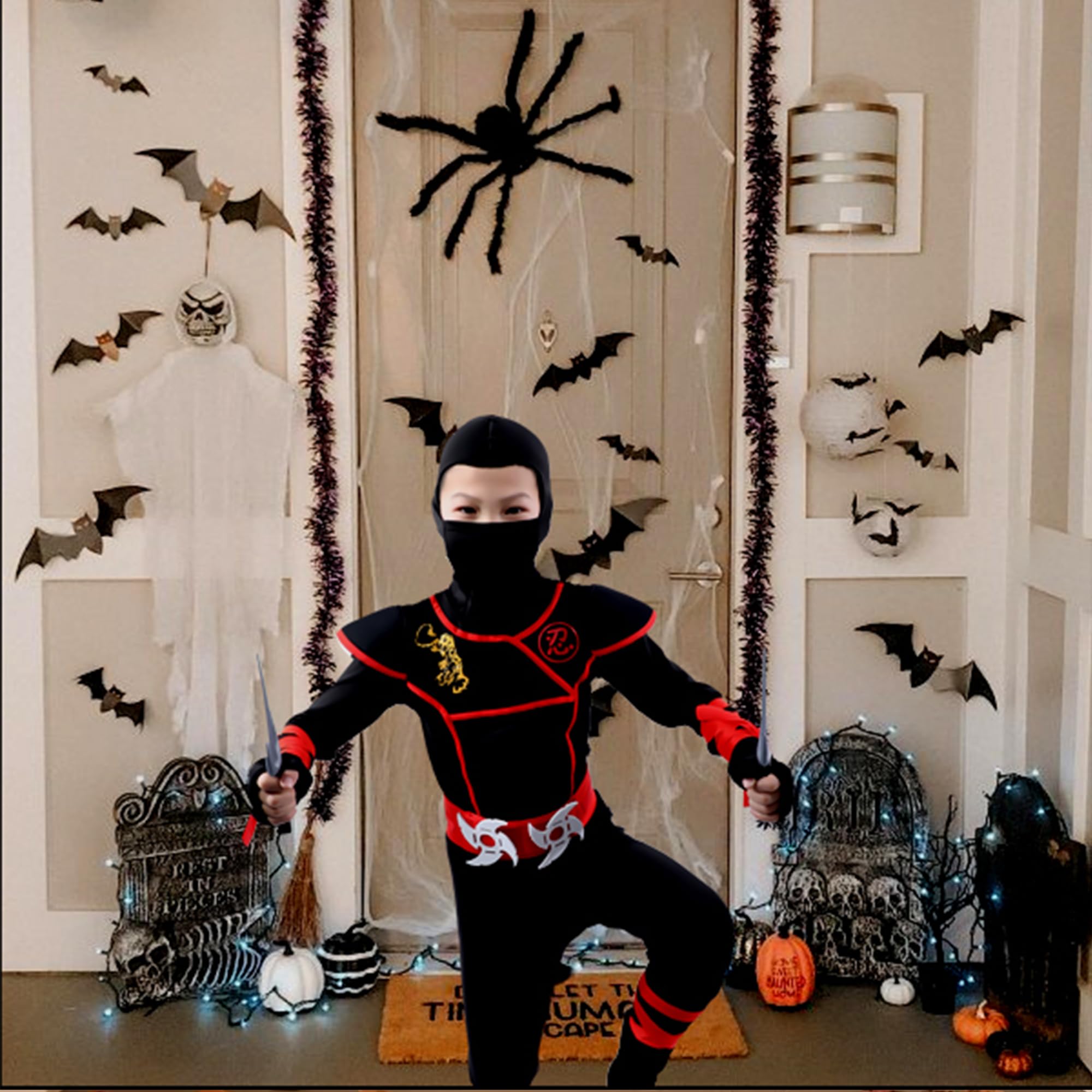 Wizland Ninja Vestito Fancy Ninja Costume Ragazzo Ninja Costume per Bambini Costume Halloween Carnevale Costume 3-13 anni