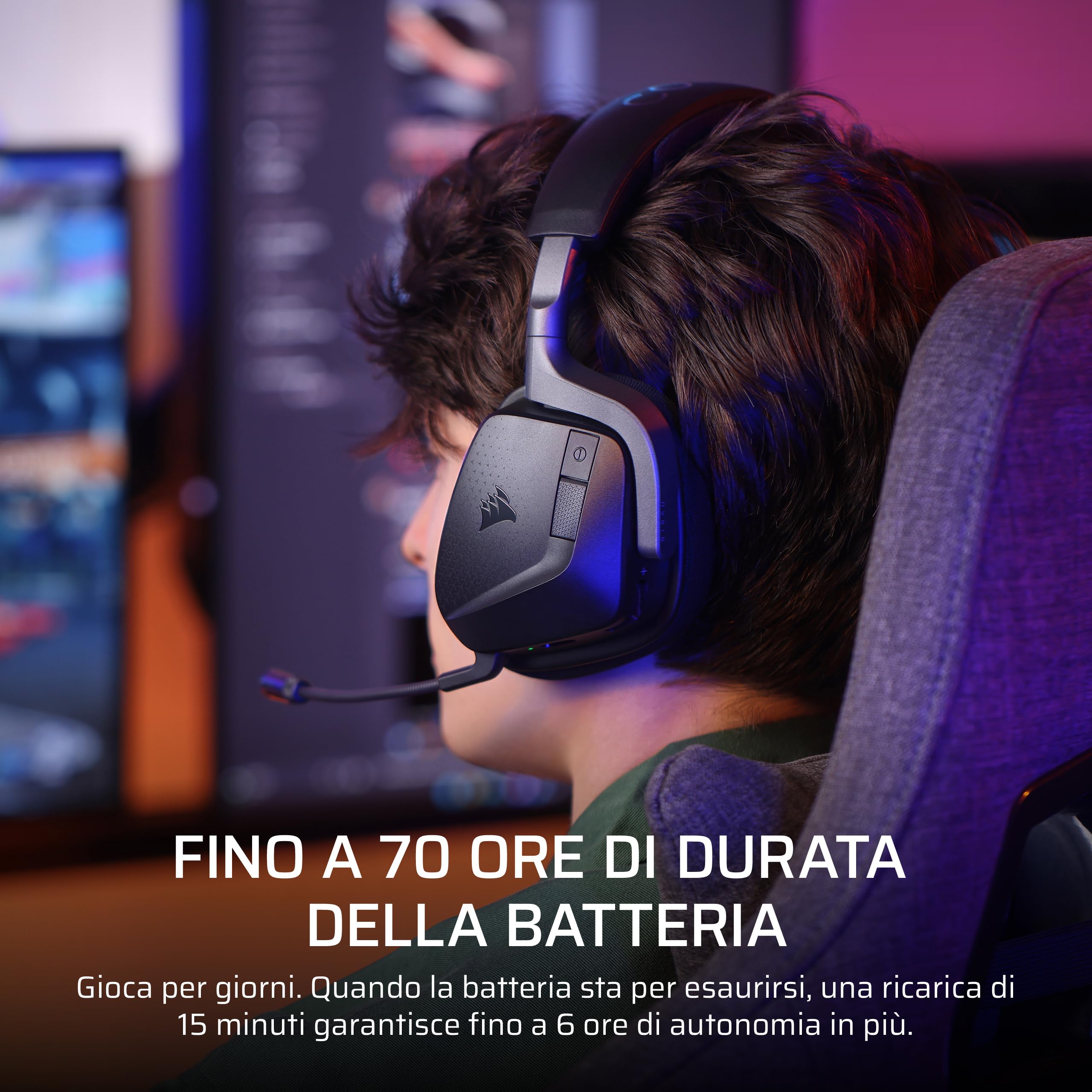 Corsair VOID v2 MAX Wireless Bluetooth Cuffia Gaming per Xbox Carbonio, 2,4 GHz Dolby Atmos 70 Ore Batteria