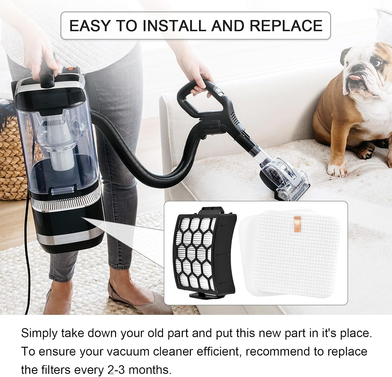 2 HEPA Filter + 4 Foam & Felt Filter Replacement Kit Compatible with Shark Rotator Navigator Lift-Away ADV DuoClean PowerFins Upright Vacuum LA502, LA322