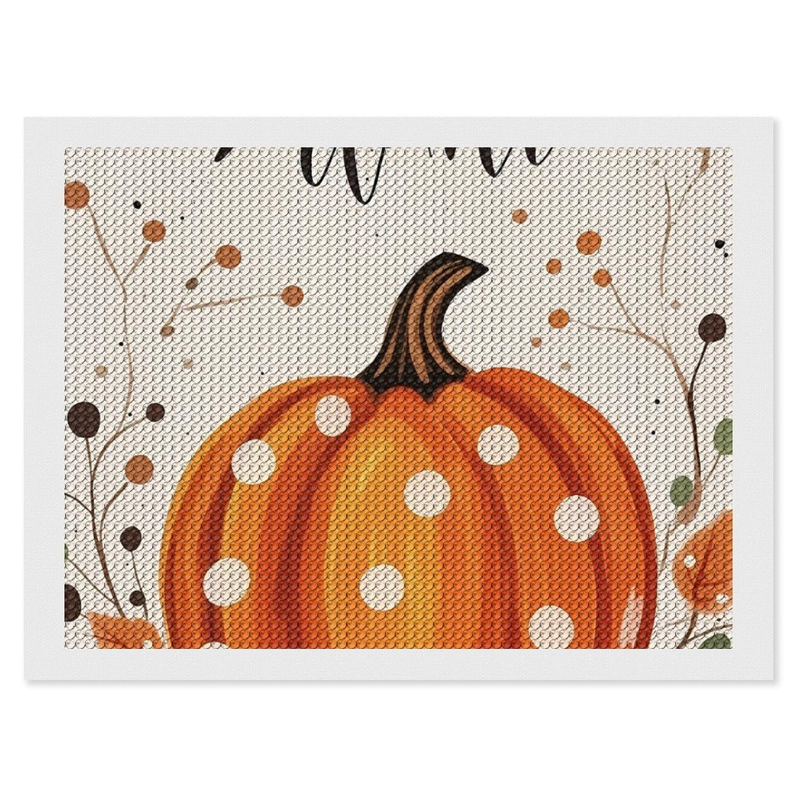 CSIVKEJ Pumpkin Diamond Painting Kit,5D DIY Diamond Art with Round Diamonds for Home Wall Decor and Gifts (12"x16" CM)