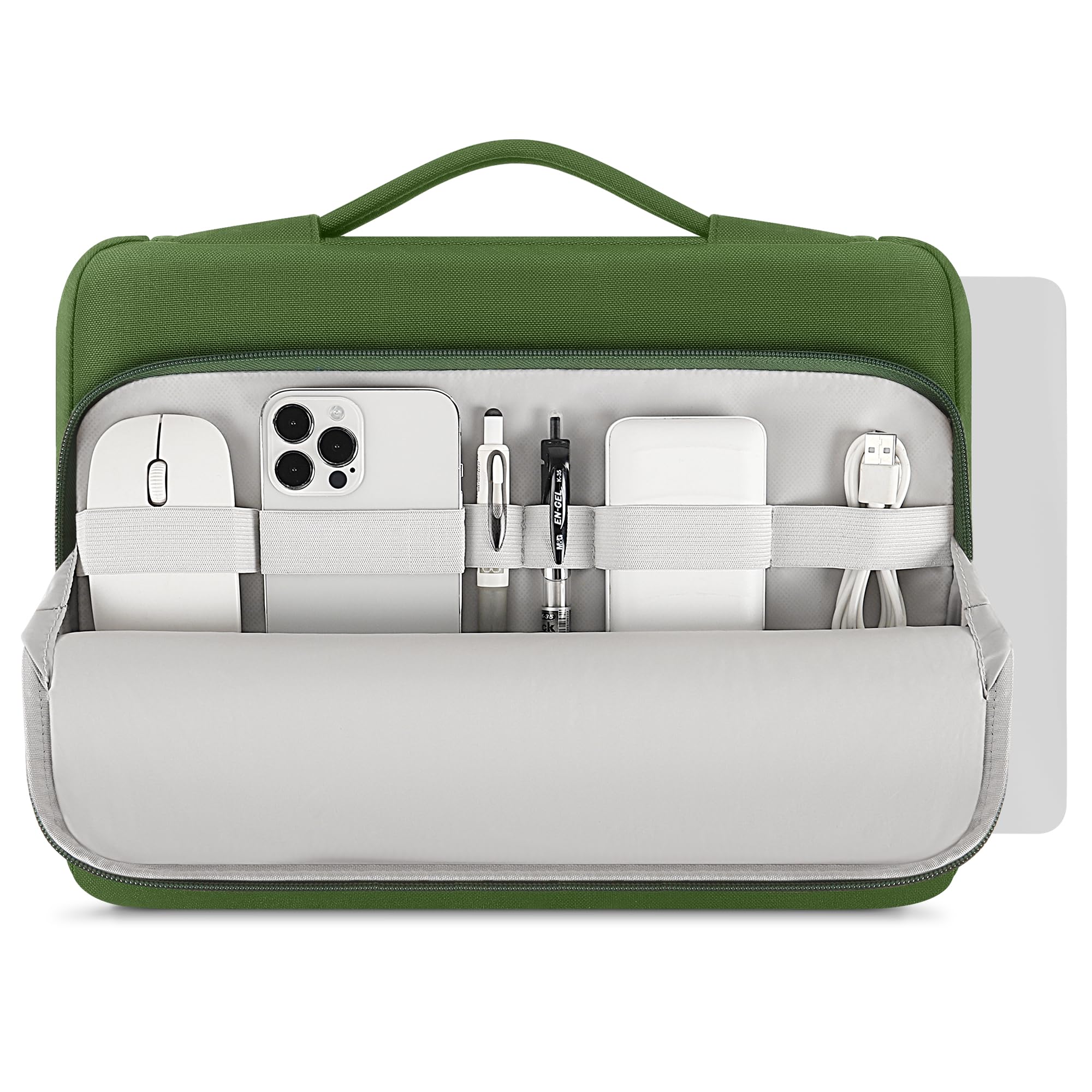 DOMISO Sacoche pour ordinateur portable 14" avec poignée - Compatible avec MacBook Pro 14" et MacBook Air 13" M4/M3/M2/M1 Pro,Vert
