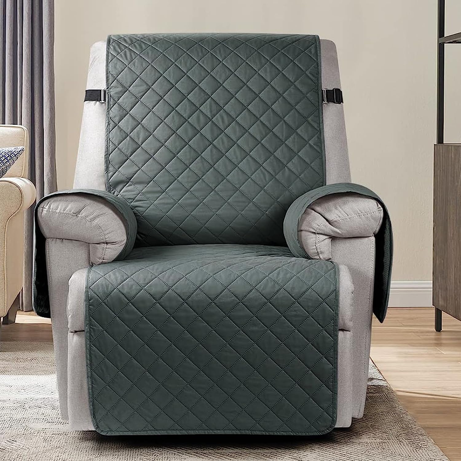 HOKIPO Recliner Cover - Dark Grey Quilted Mat -9