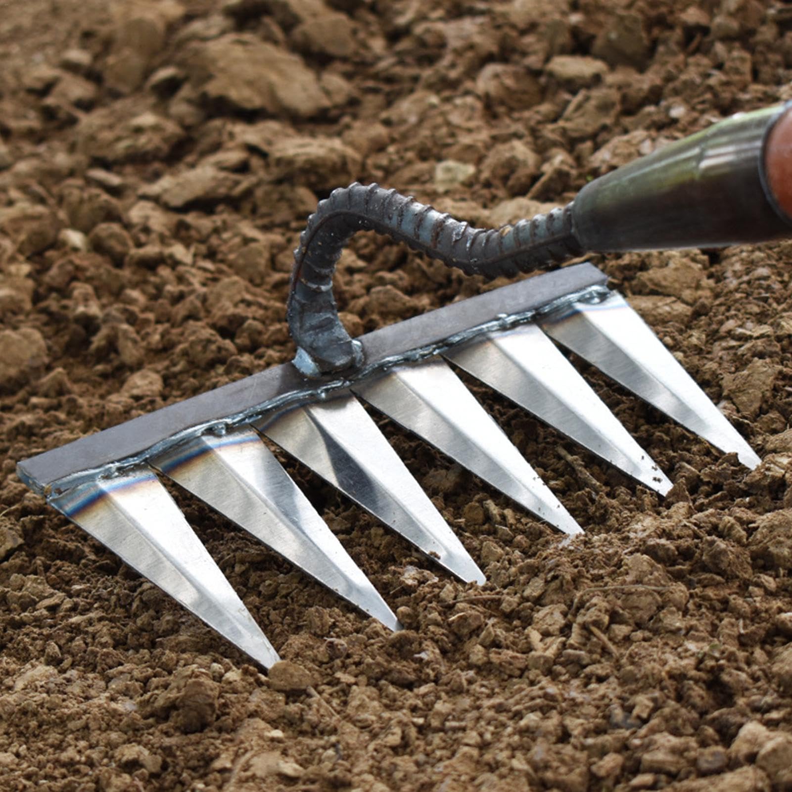Azada de 6 Puntas para desfiltrar – Rastrillo de malezas de Acero al Carbono | Herramienta de malezas Resistente para Granja, jardín, huerto y Patio, Ideal para la labranza