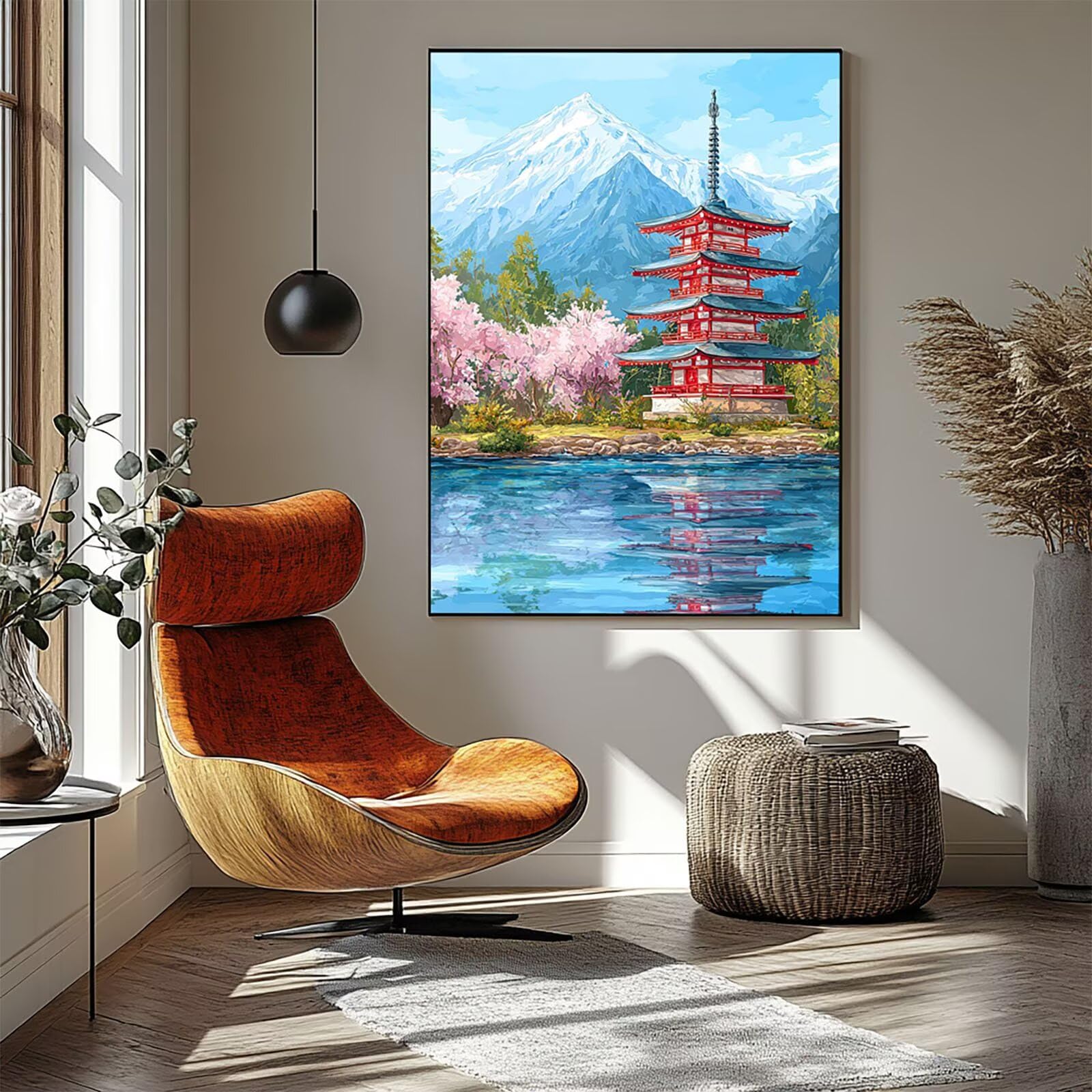 Malen Nach Zahlen Erwachsene Schneeberg DIY Set Erwachsene mit Leinwand zum Bemalen Landschaft 95 x 70CM 36 Farben Acrylfarben Set und Pinsel, Malen Nach Zahlen Kinder für Deko Wohnzimmer 2YH-2847