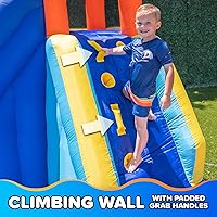 Vista 2 de Sportspower Big Wave II - Tobogán acuático inflable grande para exteriores con pared de escalada y piscina de chapoteo, resistente, certificado