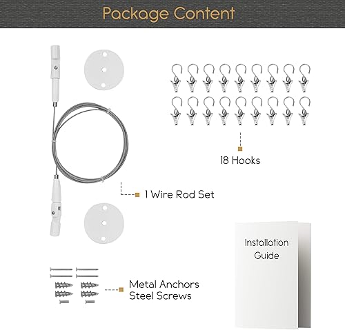 Miniatura 6 de You Have Space TOTART Kit para colgar cuadros y barra de cortina con 18 clips para manualidades infantiles, obras de arte, tapiz, acero inoxidable,