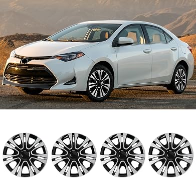 DREAMIZER Hubcap Wheel Covers Hub Caps 15 Inch Set of 4 Silver Black Universal Wheel Rim Cover Exterior Accessories Compatible with Honda Toyota Camry Corolla Mazda Dodge Hyundai SUV Trunk Most Cars