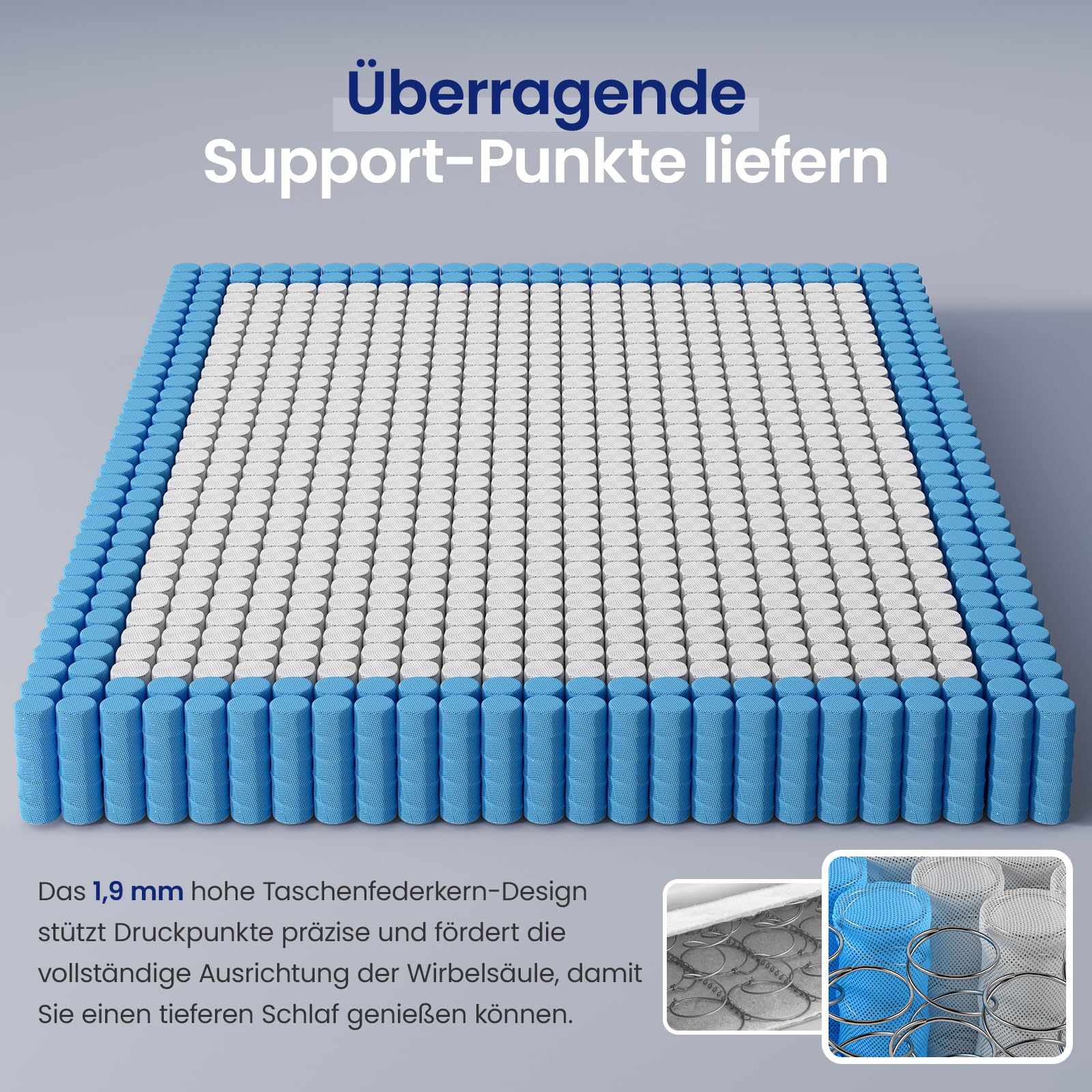 BedStory Matratze 90x200cm,Taschenfederkernmatratze Höhe 26cm,Orthopädische Matratze mit Komfortschaum H3&H4 Härtegrad,Federkernmatratze für Erwachsene Öko-Tex Zertifiziert & CertiPUR Zertifiziert