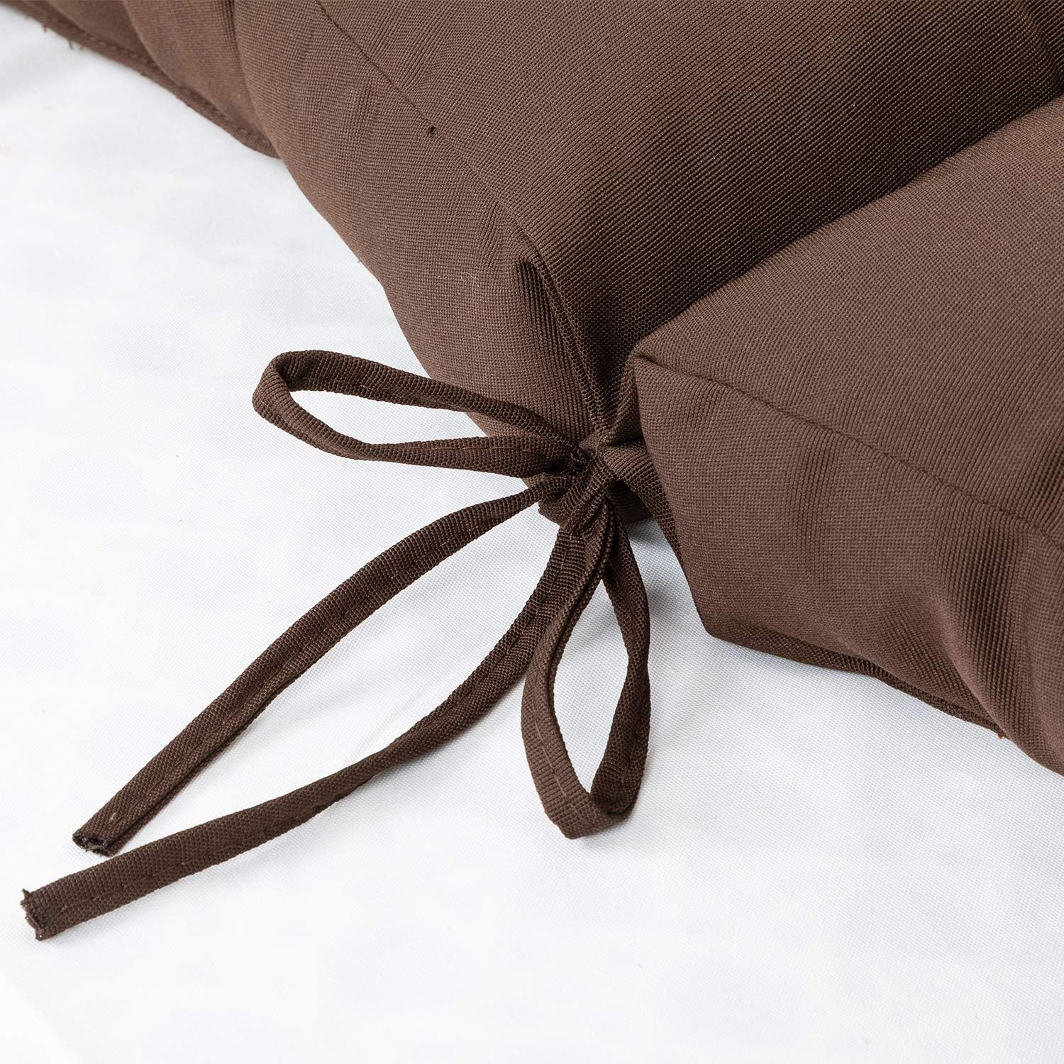 ARTPLAN Seat/Back Outdoor Chair Cushion,Set of 4 Patio Chair Cushion with Tie,Tufted Replacement for Patio Furniture,40x20x4 Inches,4 Count,Brown