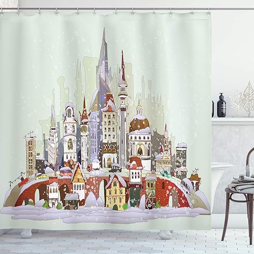 Miniatura 27 de Creative Bath cortina de regadera en tela impermeable con pintura en estéreo, de 72 x 72 pulgadas Verde Blanco Marrón,Verde Rojo Bronceado,Verde