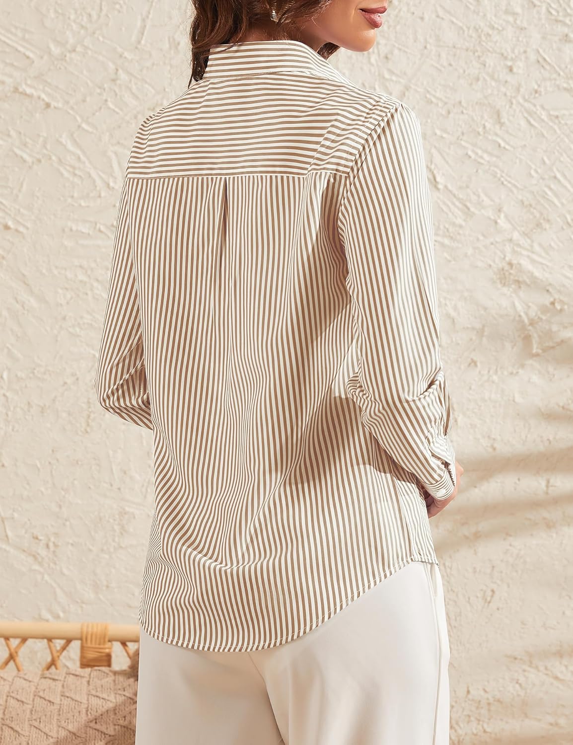 LOMON Button Down Shirt for Women Spring Summer Tops Long Sleeve Business Dressy Casual Blouses Collared Work Outfits Clothes - Image 5