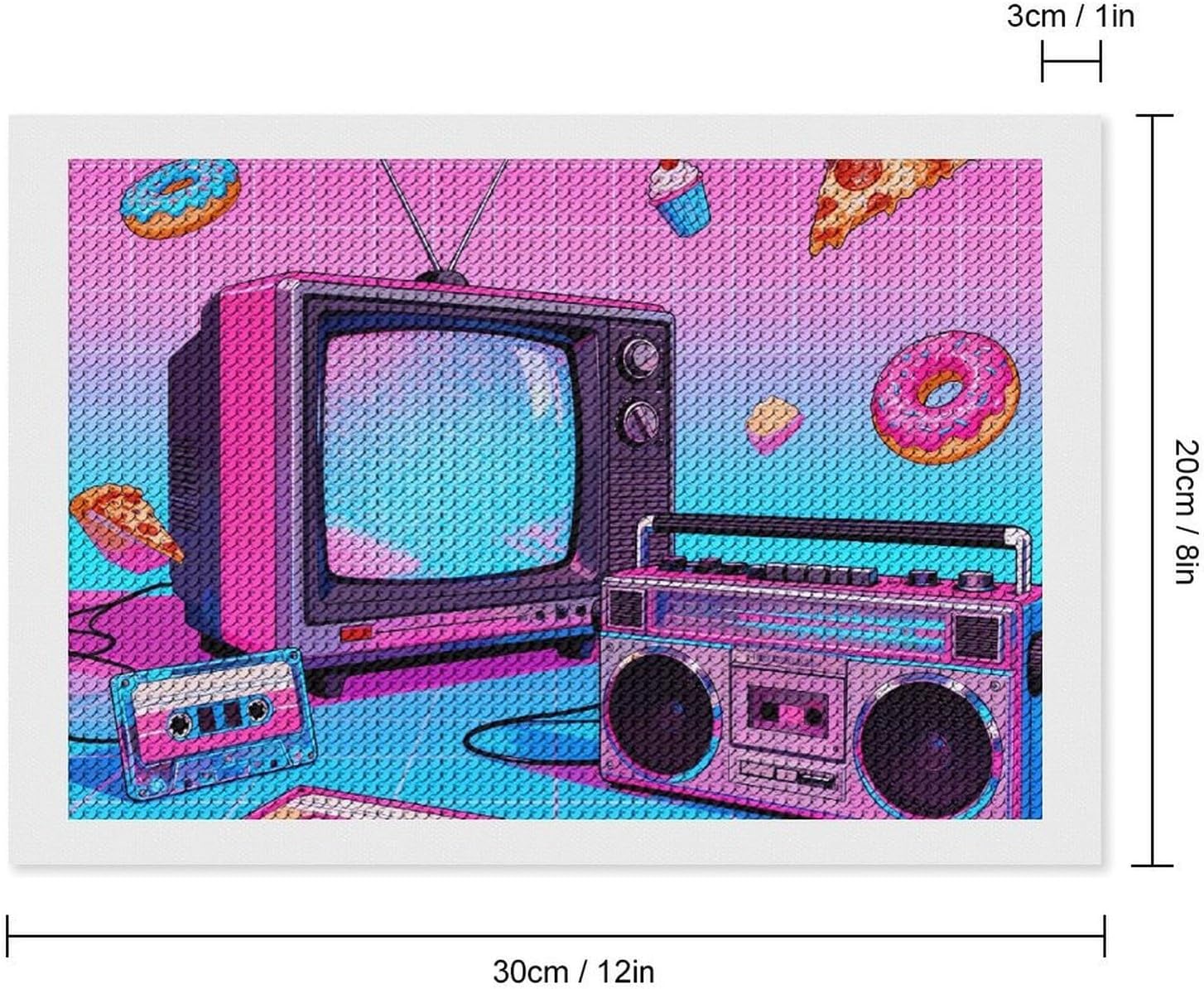 FodPand Retro Gadgets Collage Diamond Painting Kit for Adults 5D DIY Diamond Art with Sparkling Gems Round Drill Complete Set Paintings for Beginners Unique Wall Decor Gift 8"x12" image 2