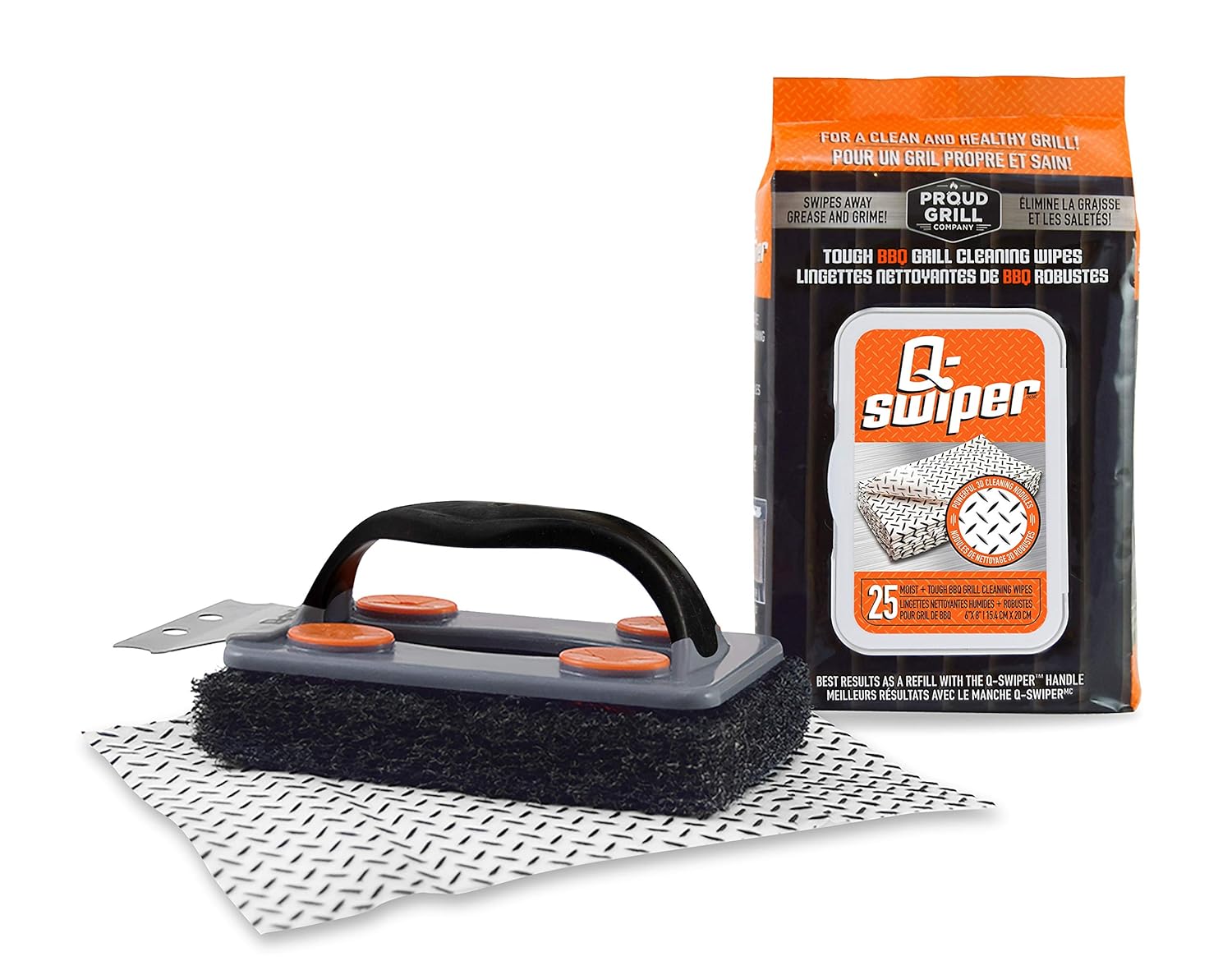 QSwiper BBQ Grill Cleaner Set 1 Grill Brush with Scraper